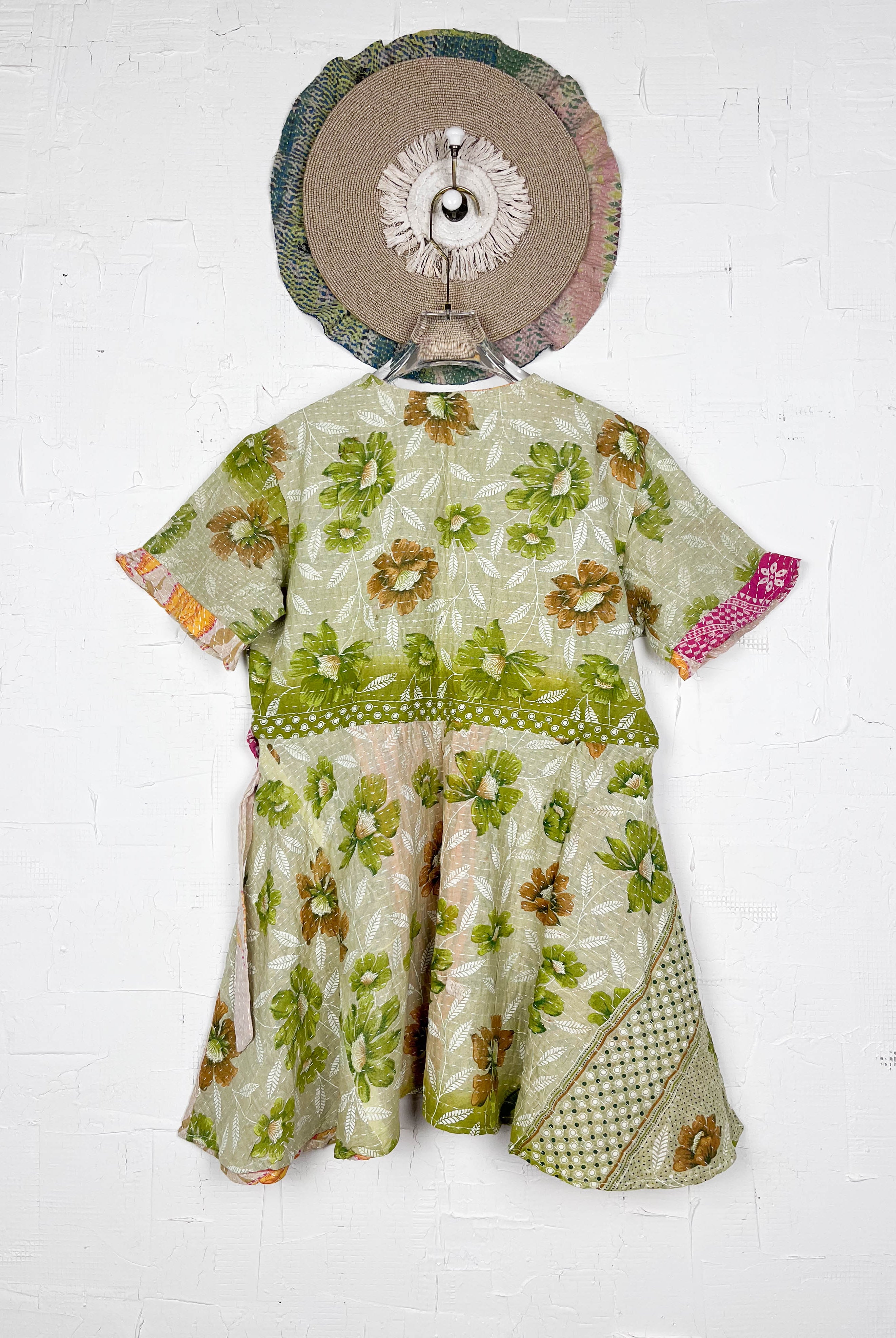 Green Vintage Kantha Dress - Love Protect Sustain
