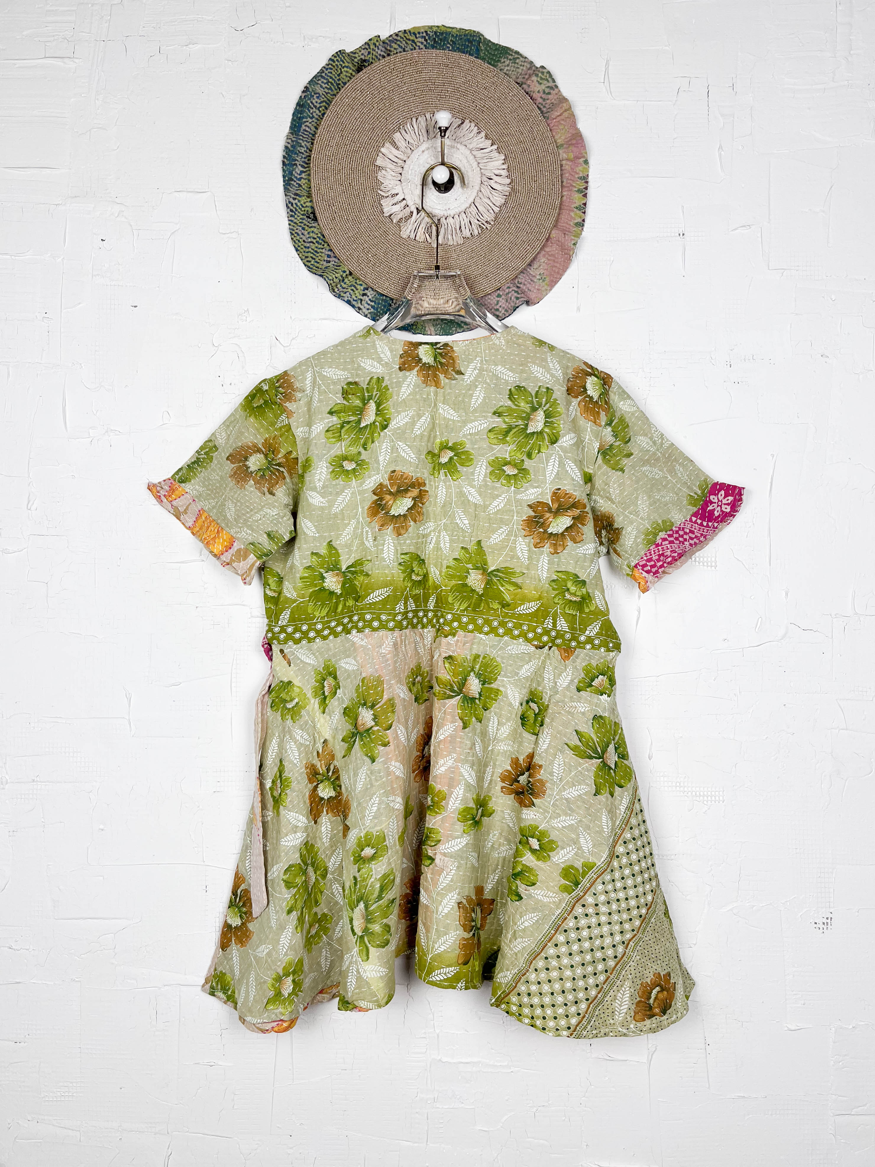 Green Vintage Kantha Dress - Love Protect Sustain