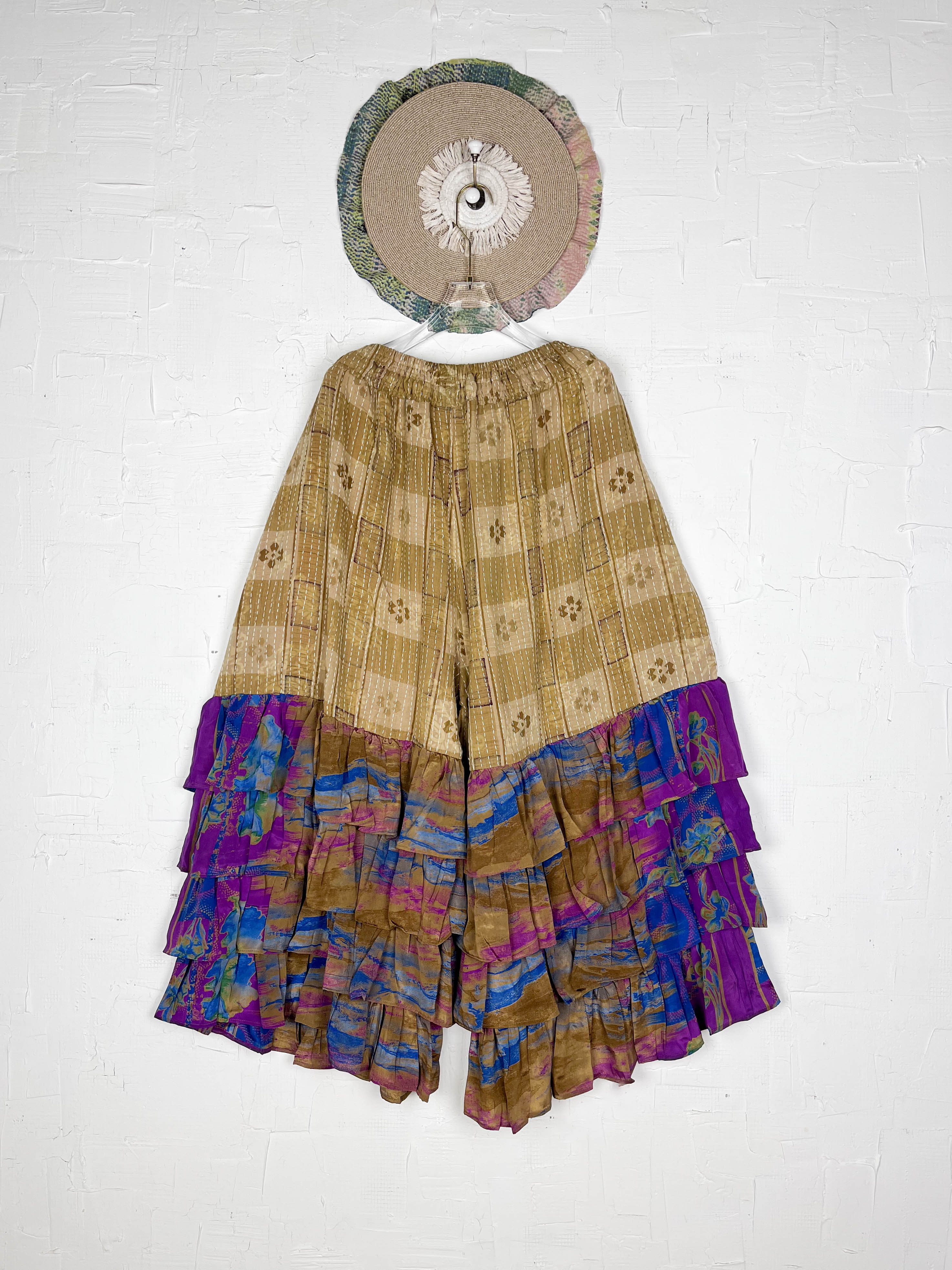 Hand-stitched silk frill pants - Love Protect Sustain