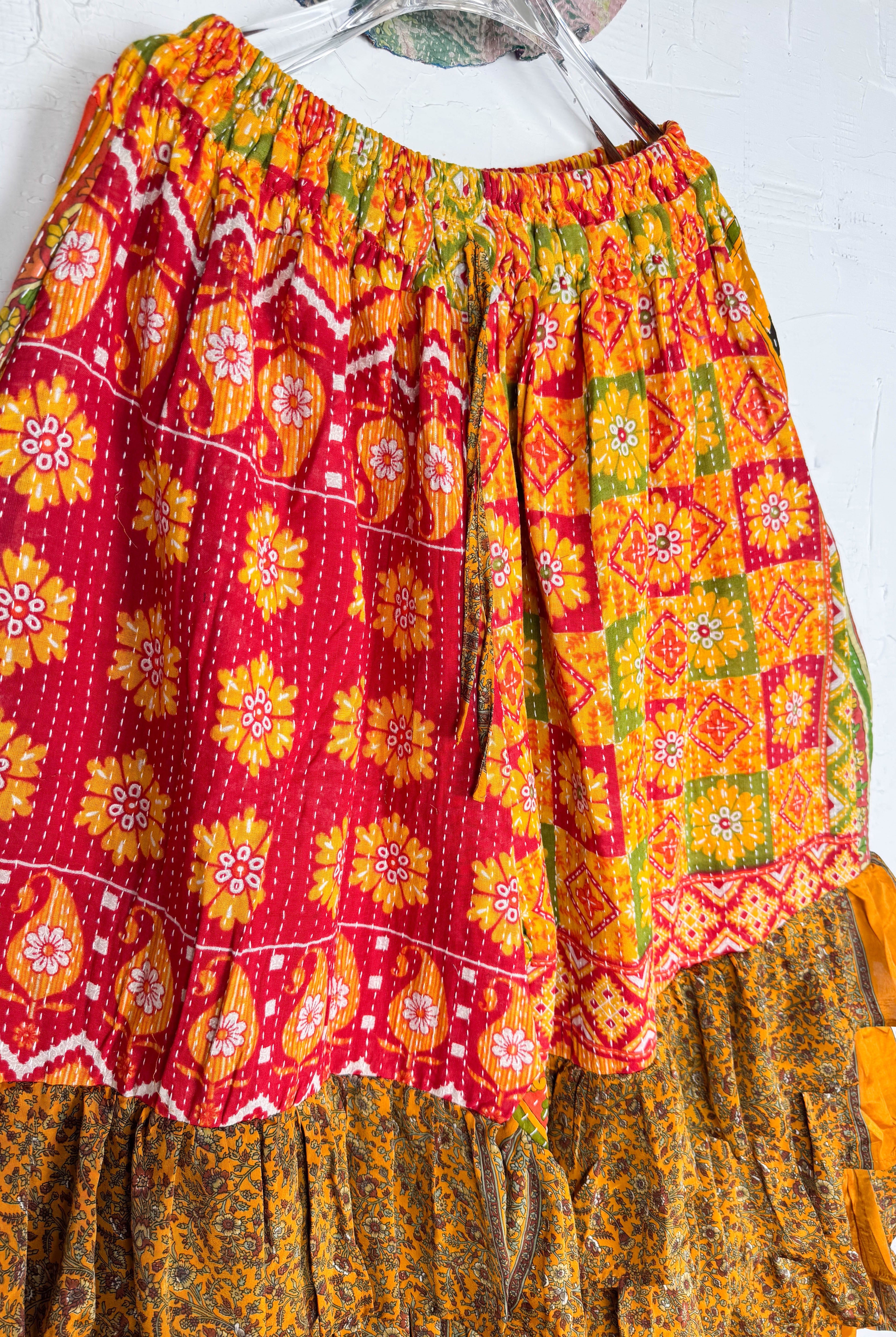 Hand-stitched silk frill pants - Love Protect Sustain