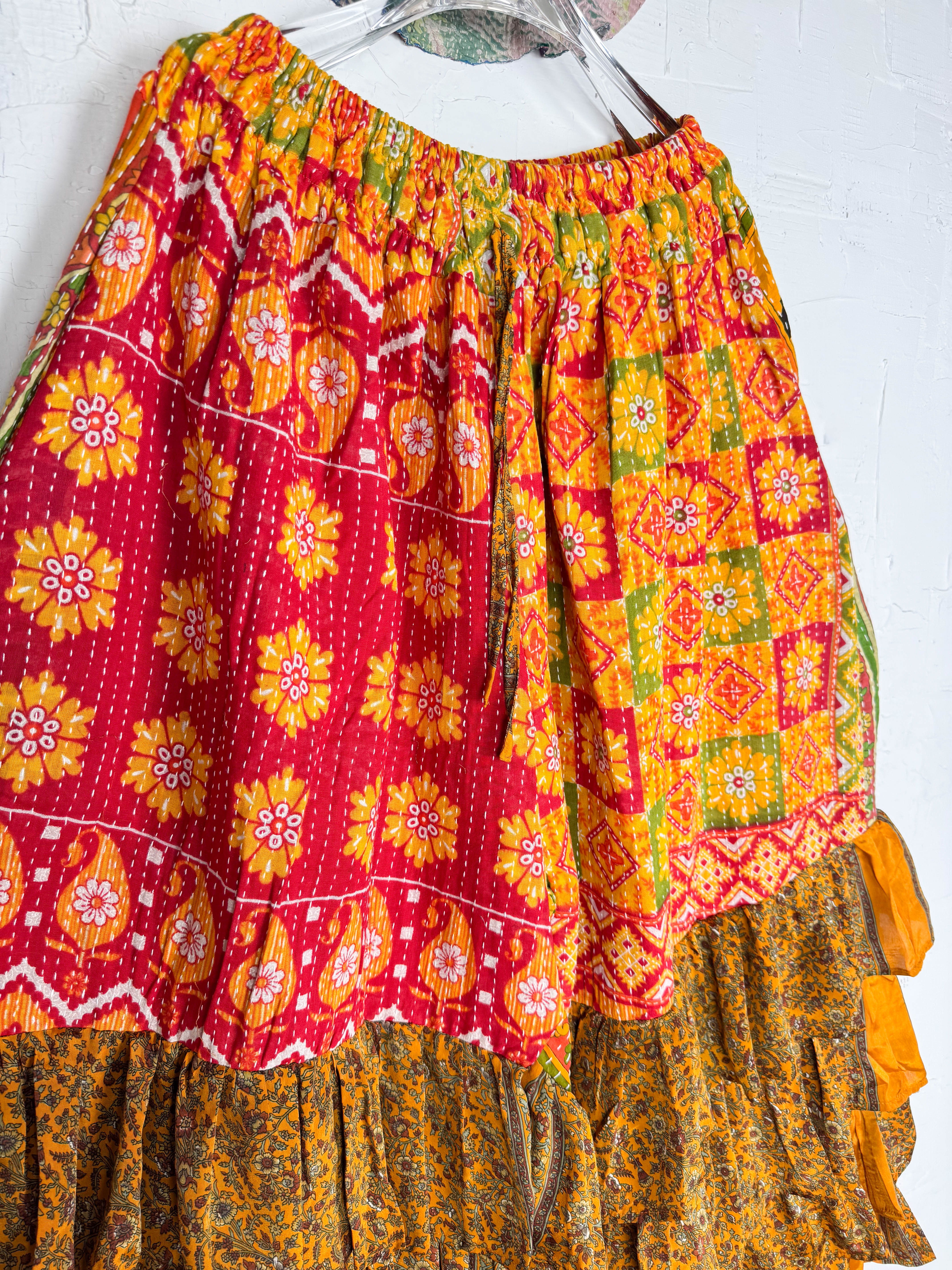 Hand-stitched silk frill pants - Love Protect Sustain