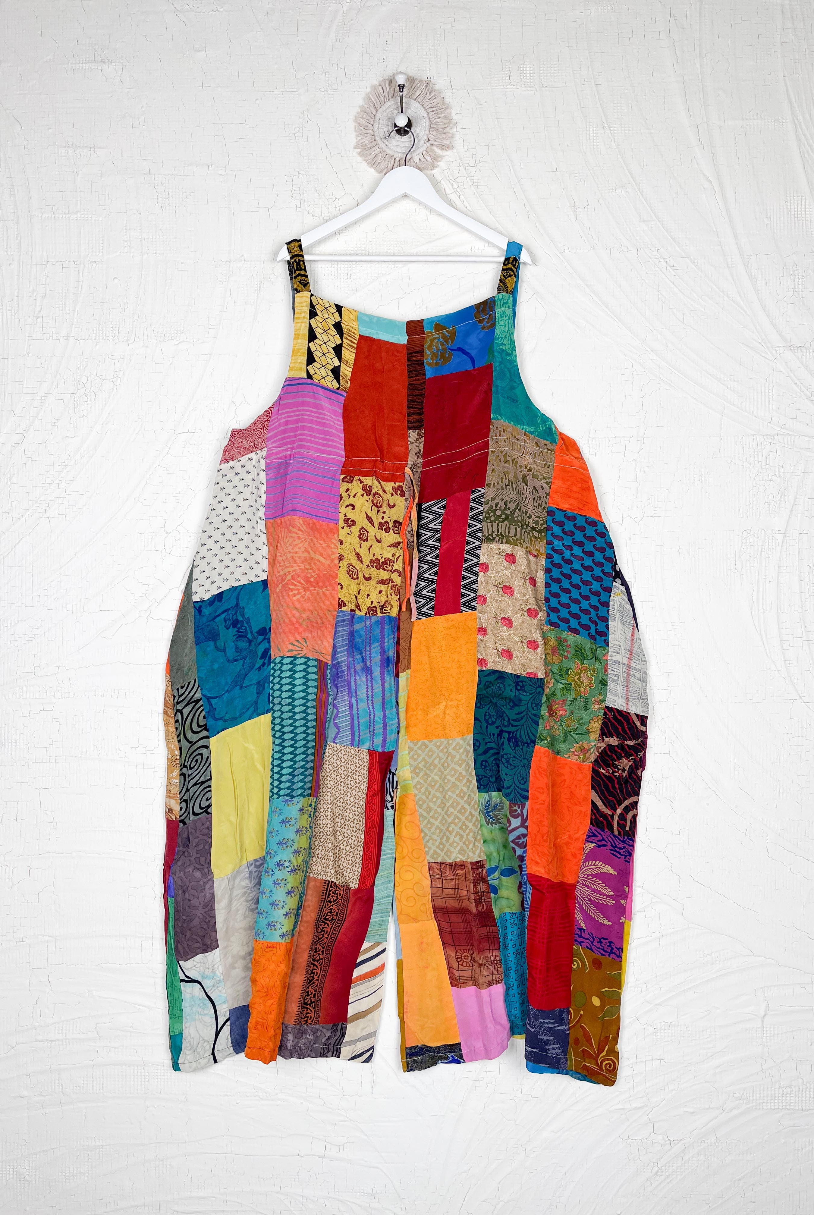 Harem style patchwork jump suit women - Love Protect Sustain