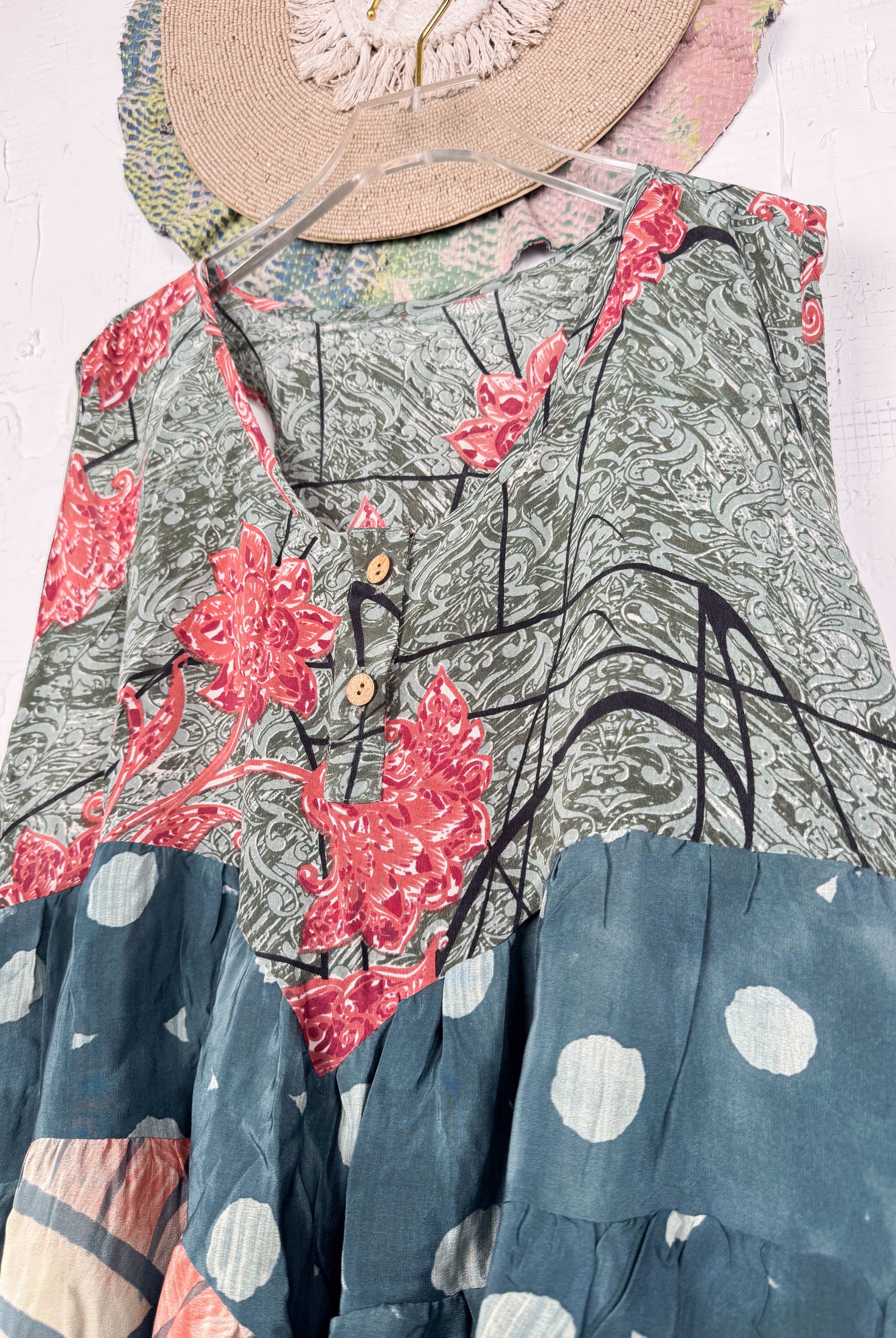 Hippie silk patchwork Vest - Love Protect Sustain