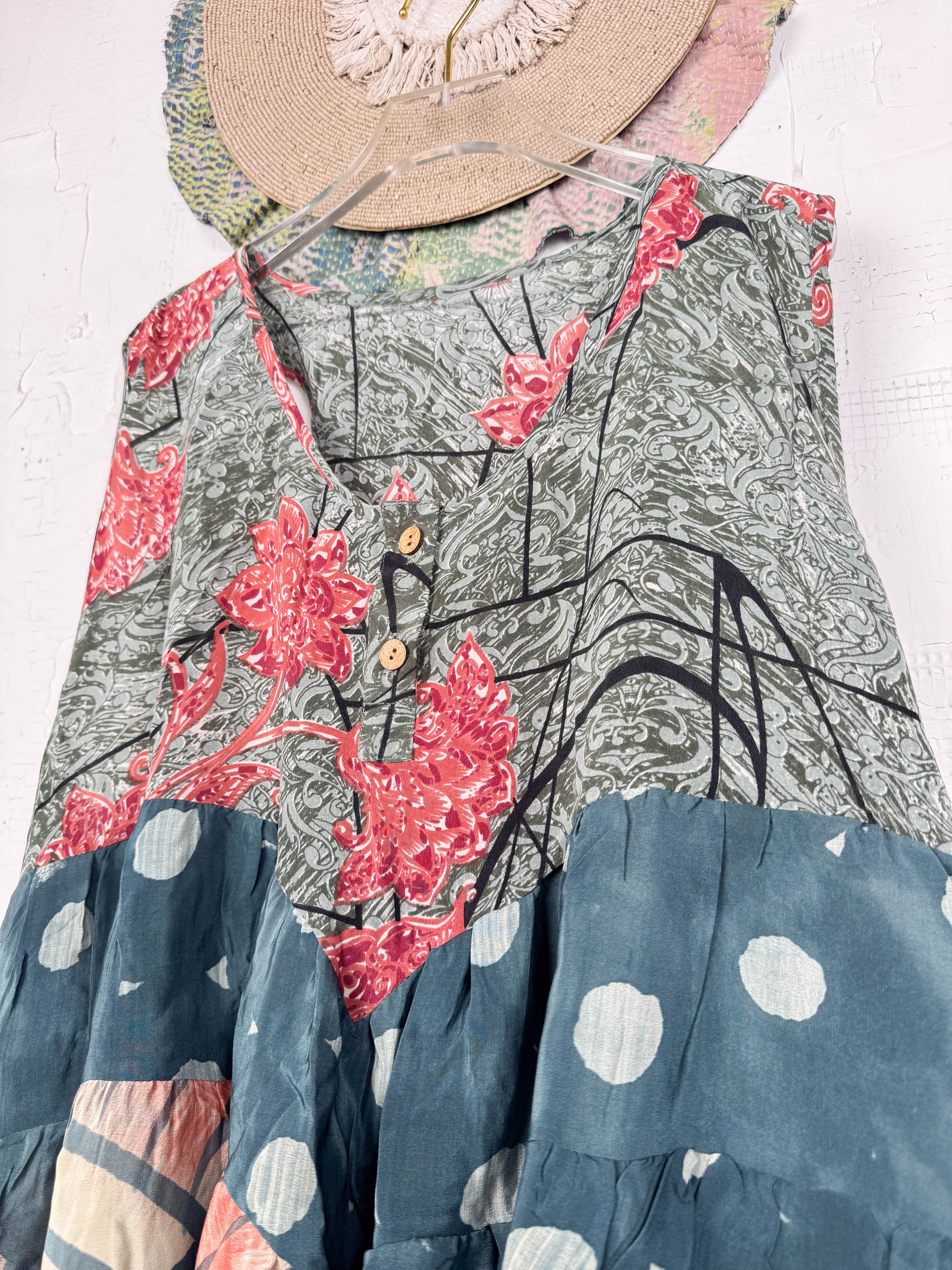 Hippie silk patchwork Vest - Love Protect Sustain