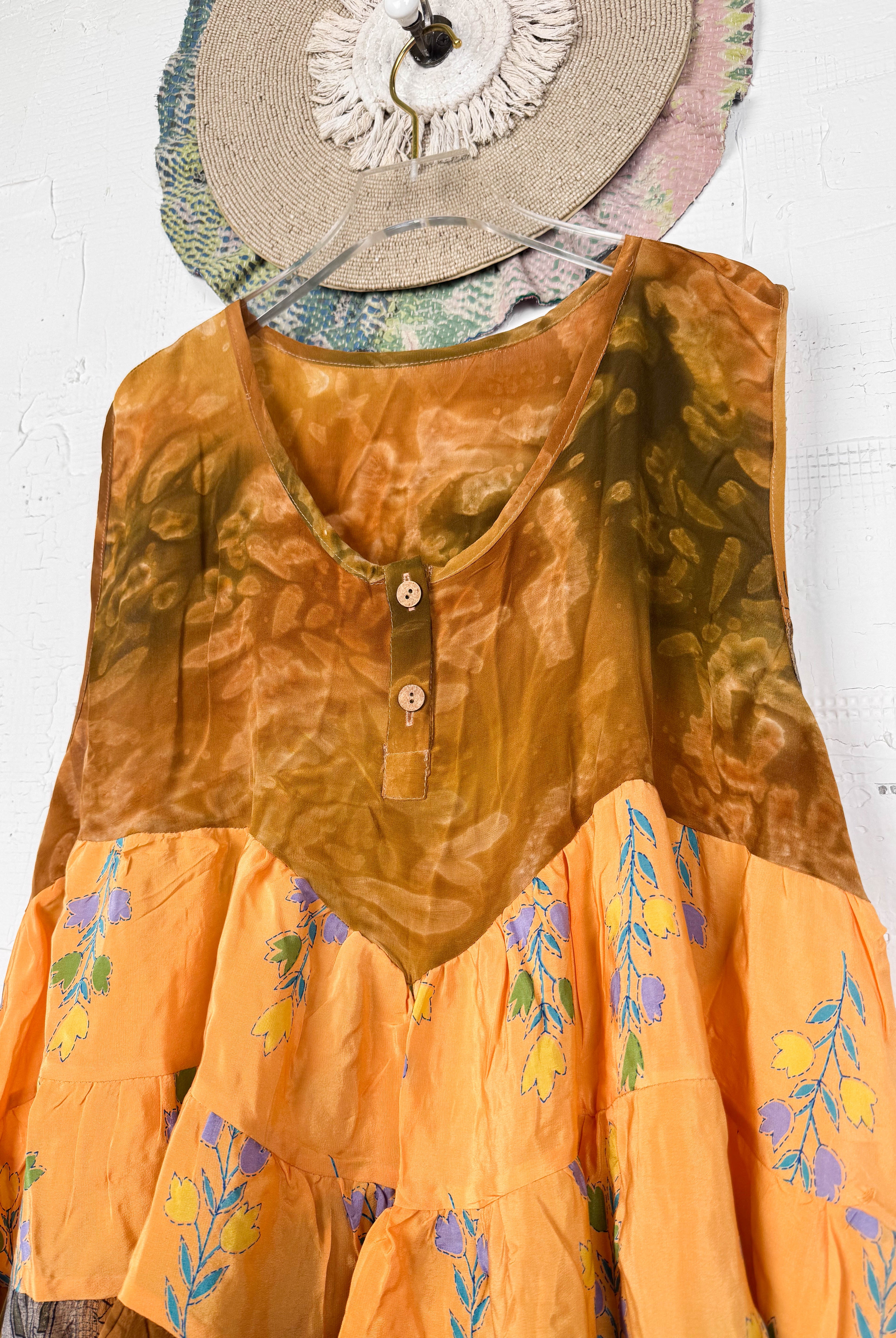 Hippie silk patchwork Vest - Love Protect Sustain