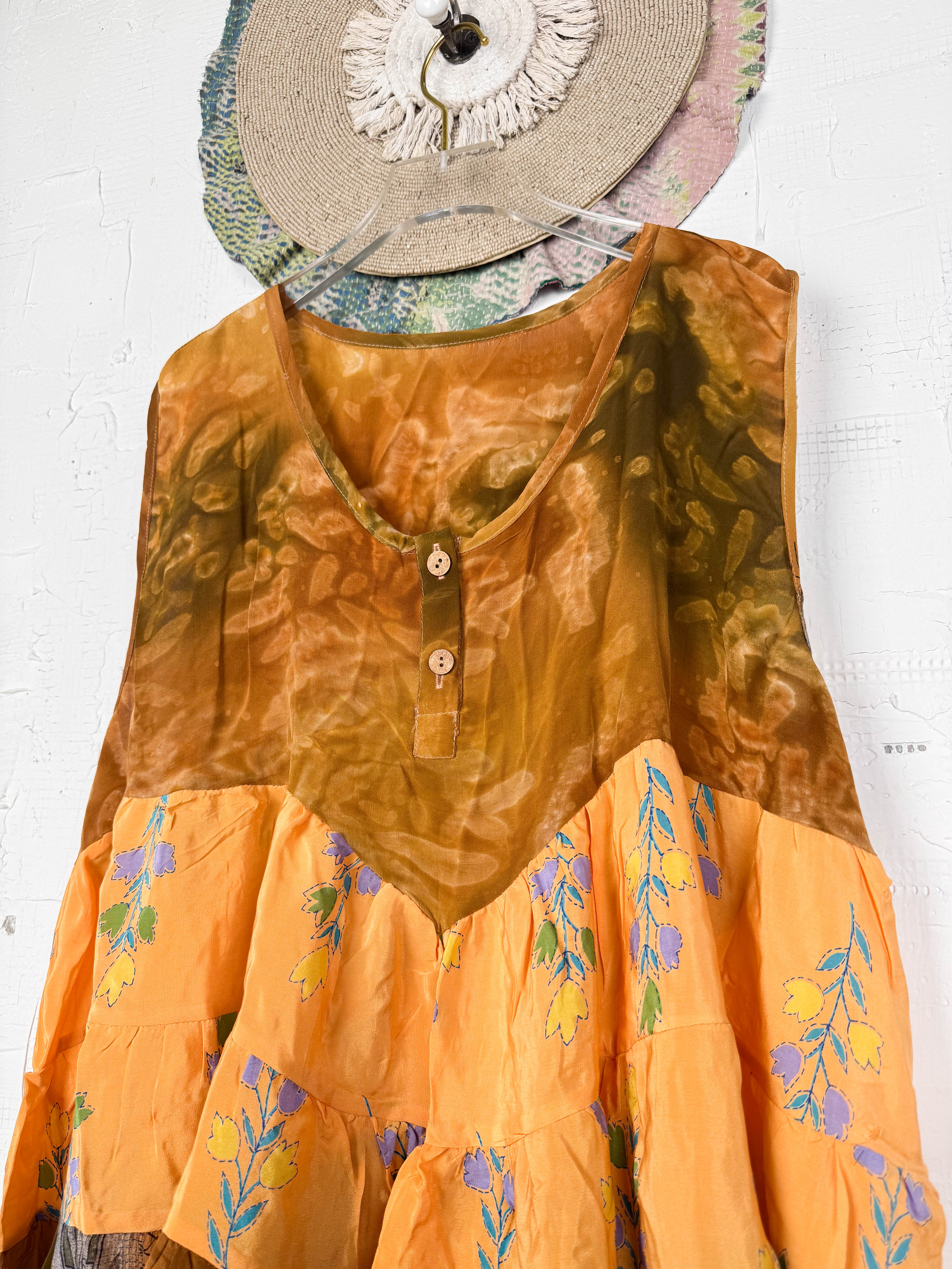 Hippie silk patchwork Vest - Love Protect Sustain