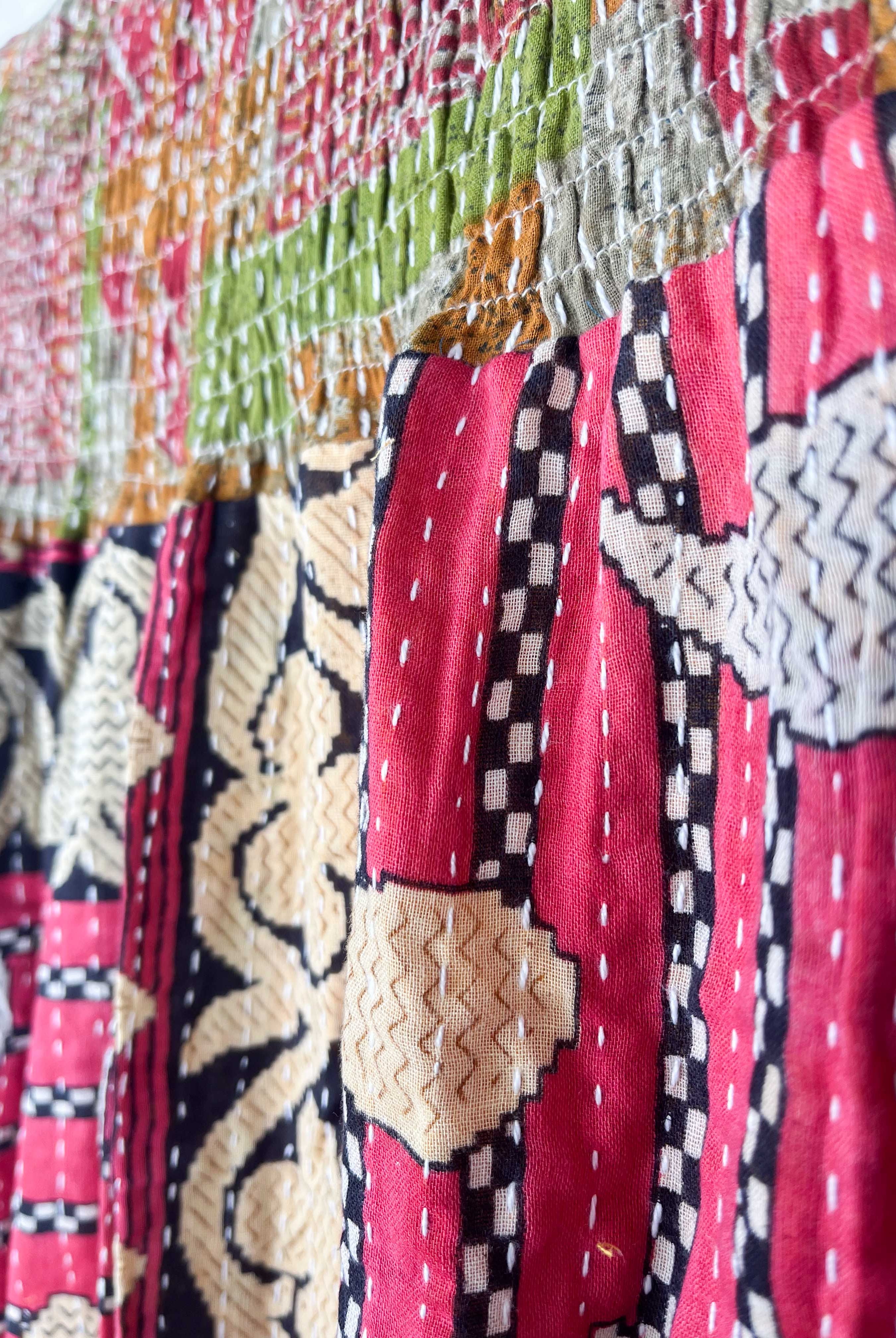 Hippie style skirt kantha - Love Protect Sustain