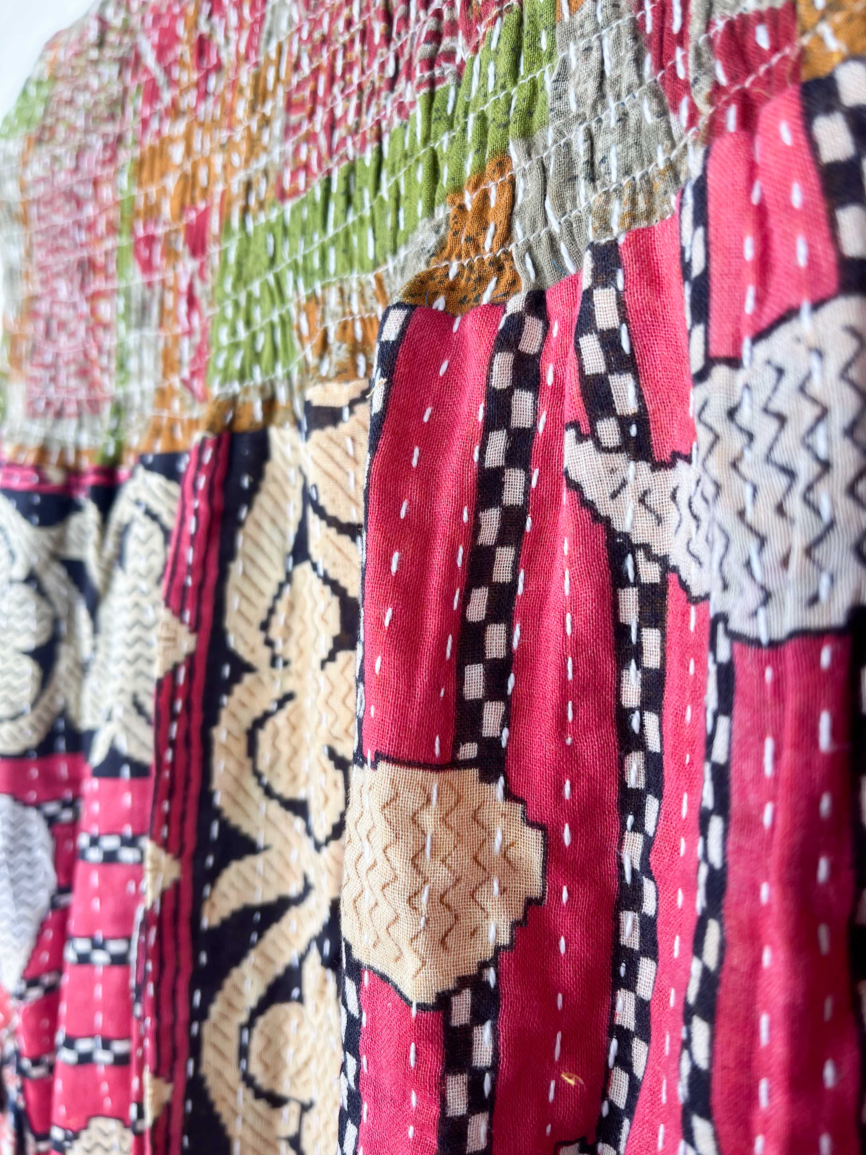 Hippie style skirt kantha - Love Protect Sustain