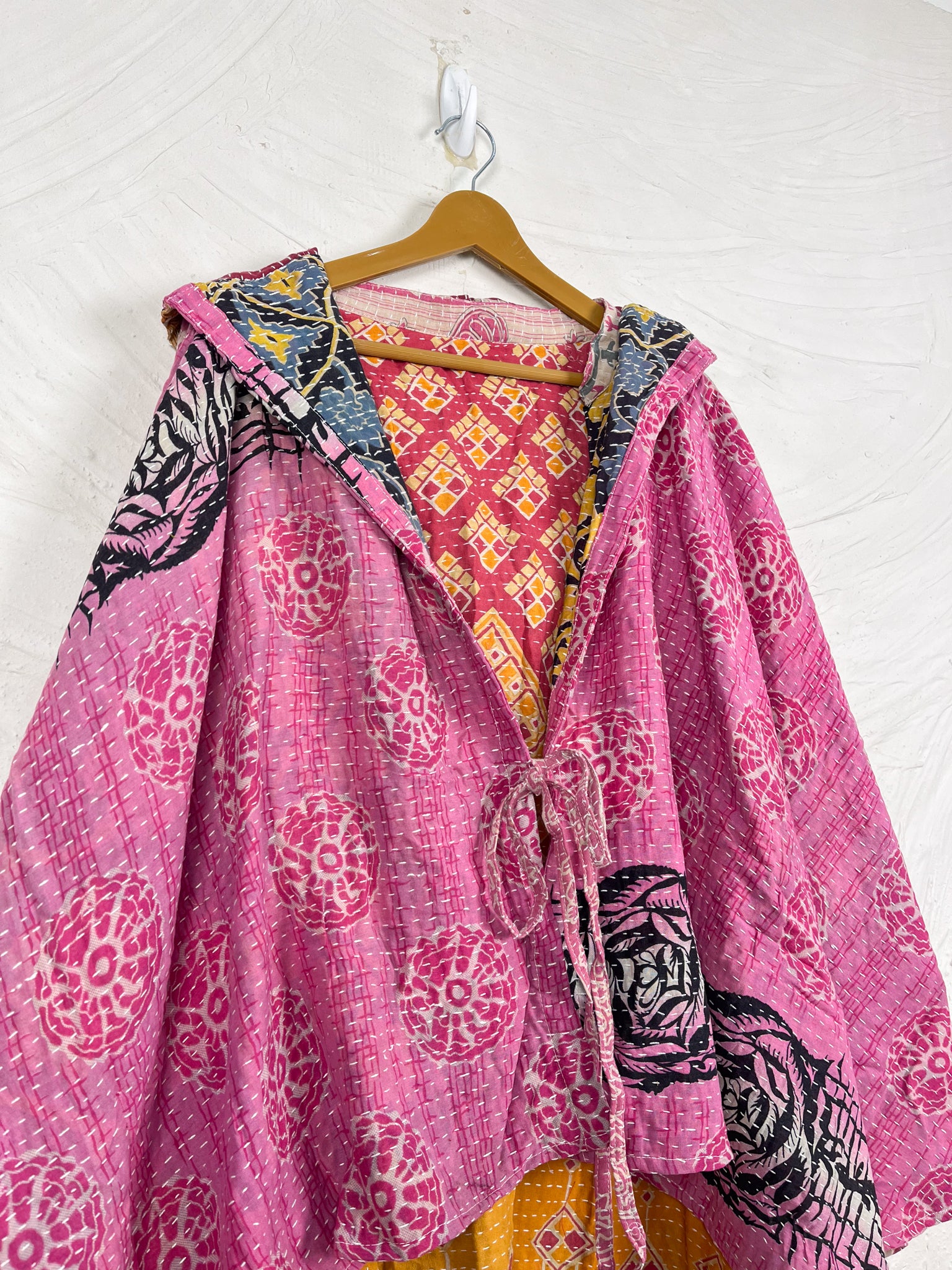 Hooded Kantha Jacket - Love Protect Sustain