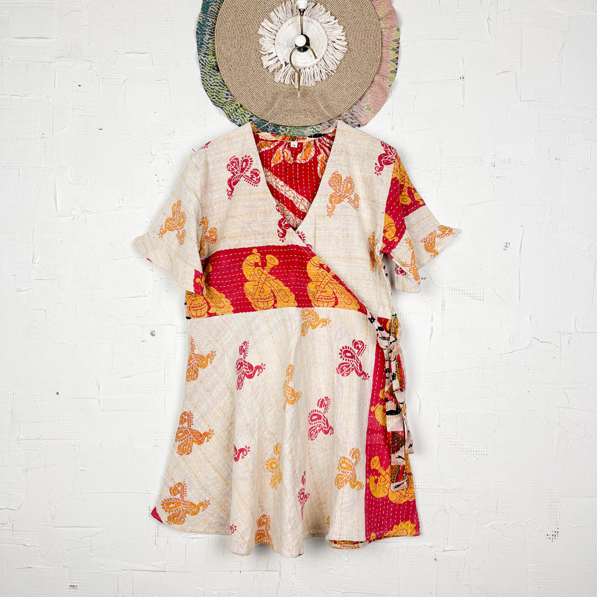 Kantha Mid Flap Dress Orange Lila Vintage main image 0