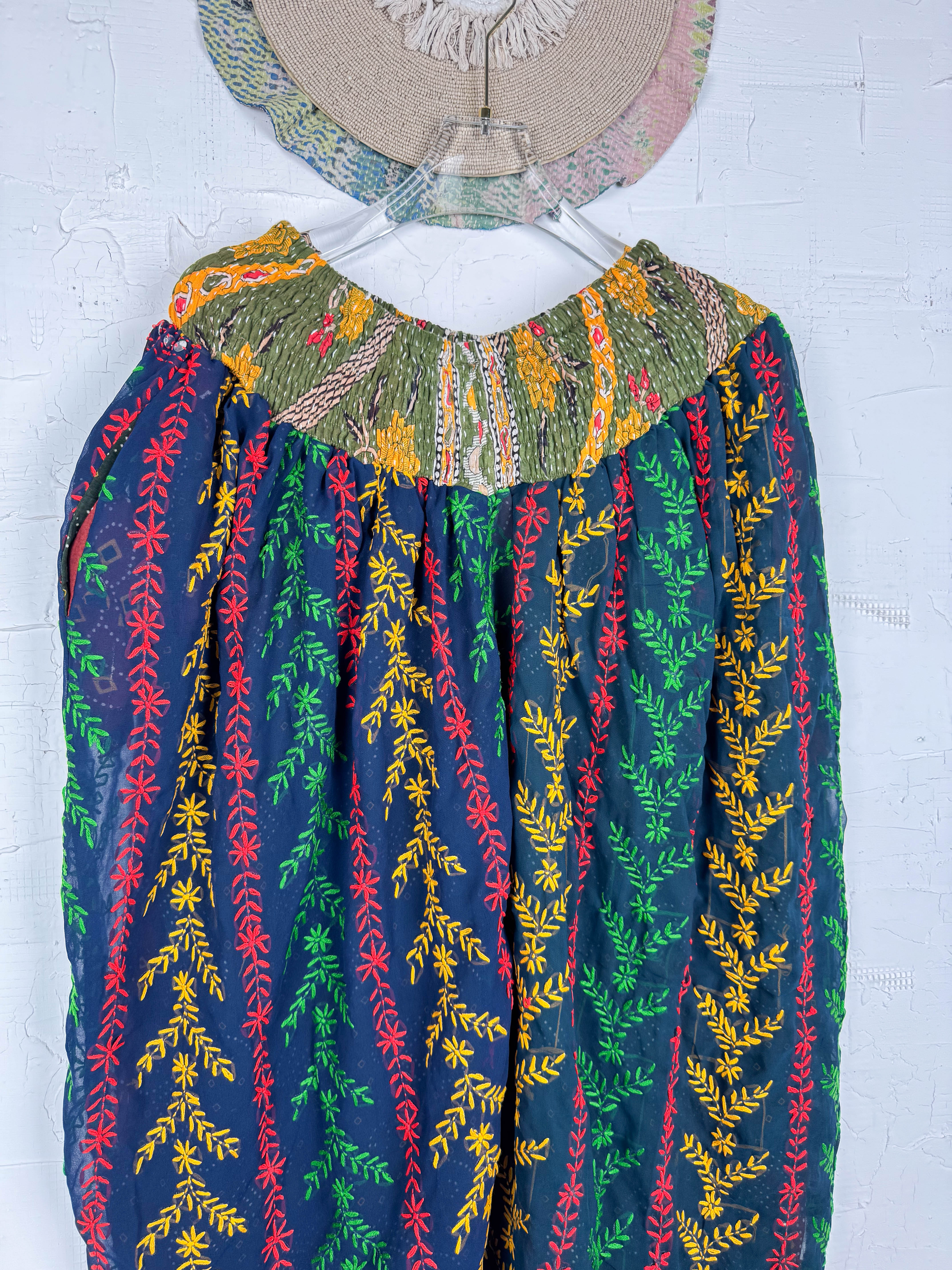 Intricate pattern embroidered pants- Love Protect Sustain