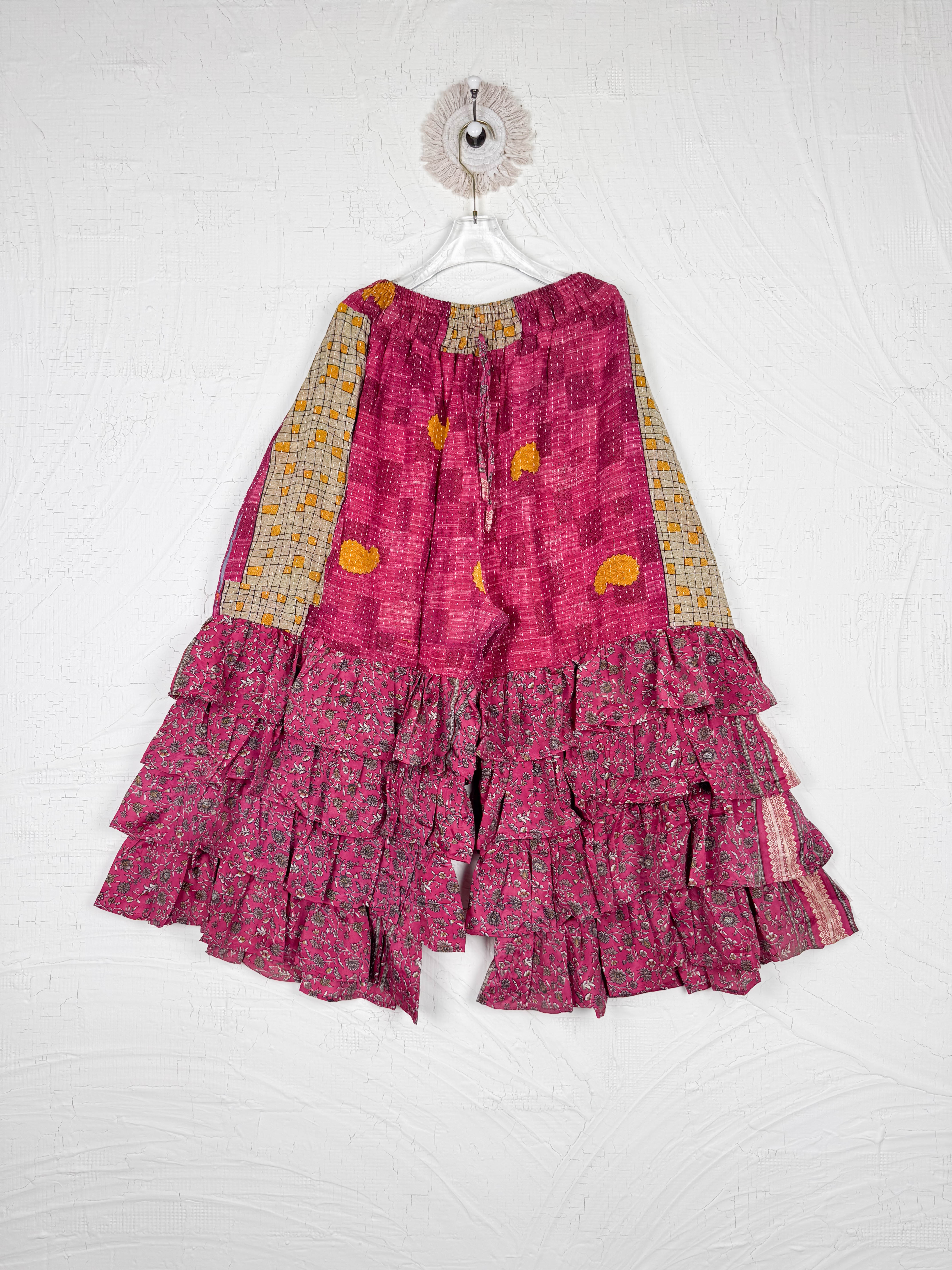 Kantha Boho Ruffle Pants - Love Protect Sustain