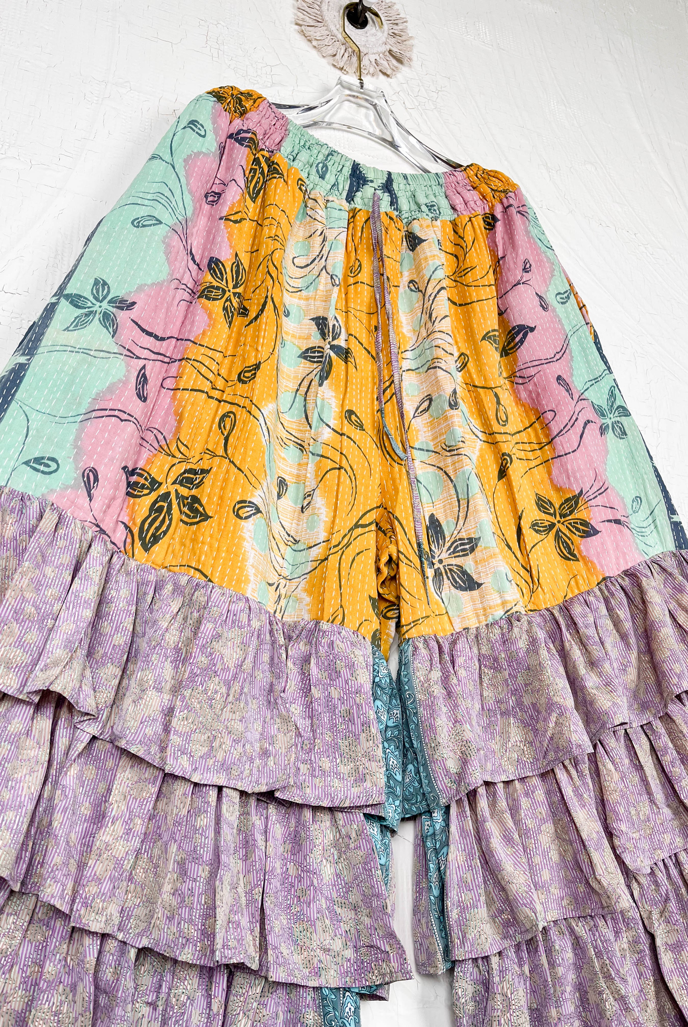 Kantha Vintage Silk Floral Pants - Love Protect Sustain