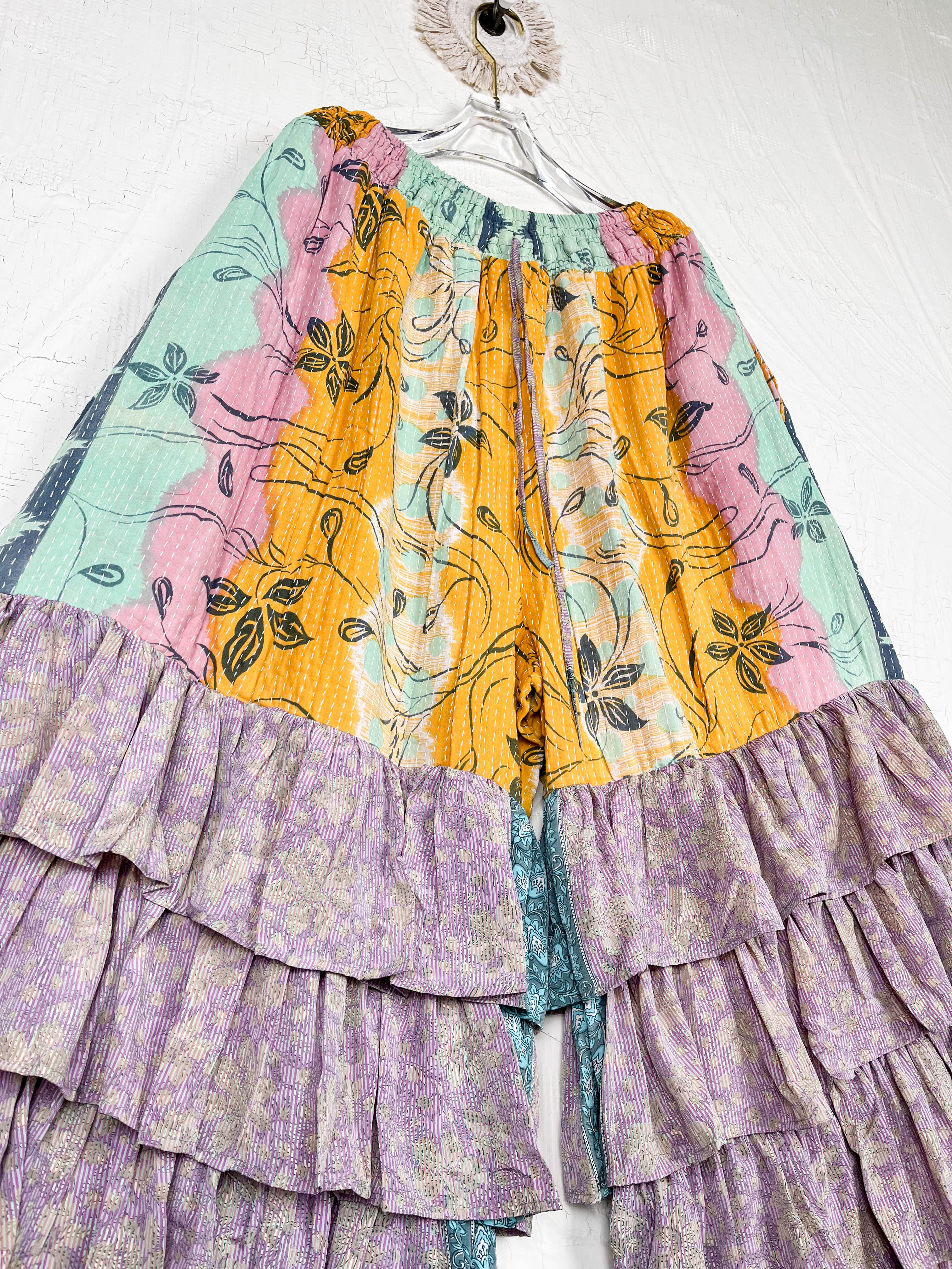 Kantha Vintage Silk Floral Pants - Love Protect Sustain