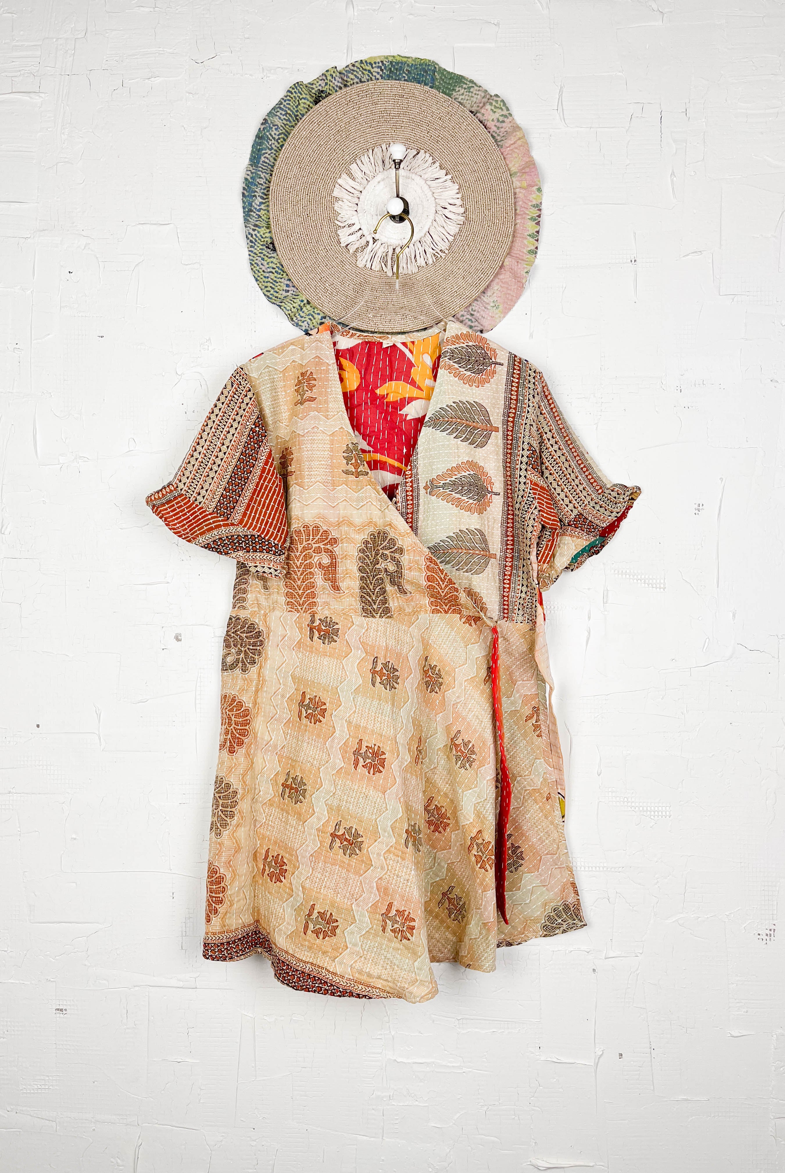 Kantha cotton midi wrap dress - Love Protect Sustain