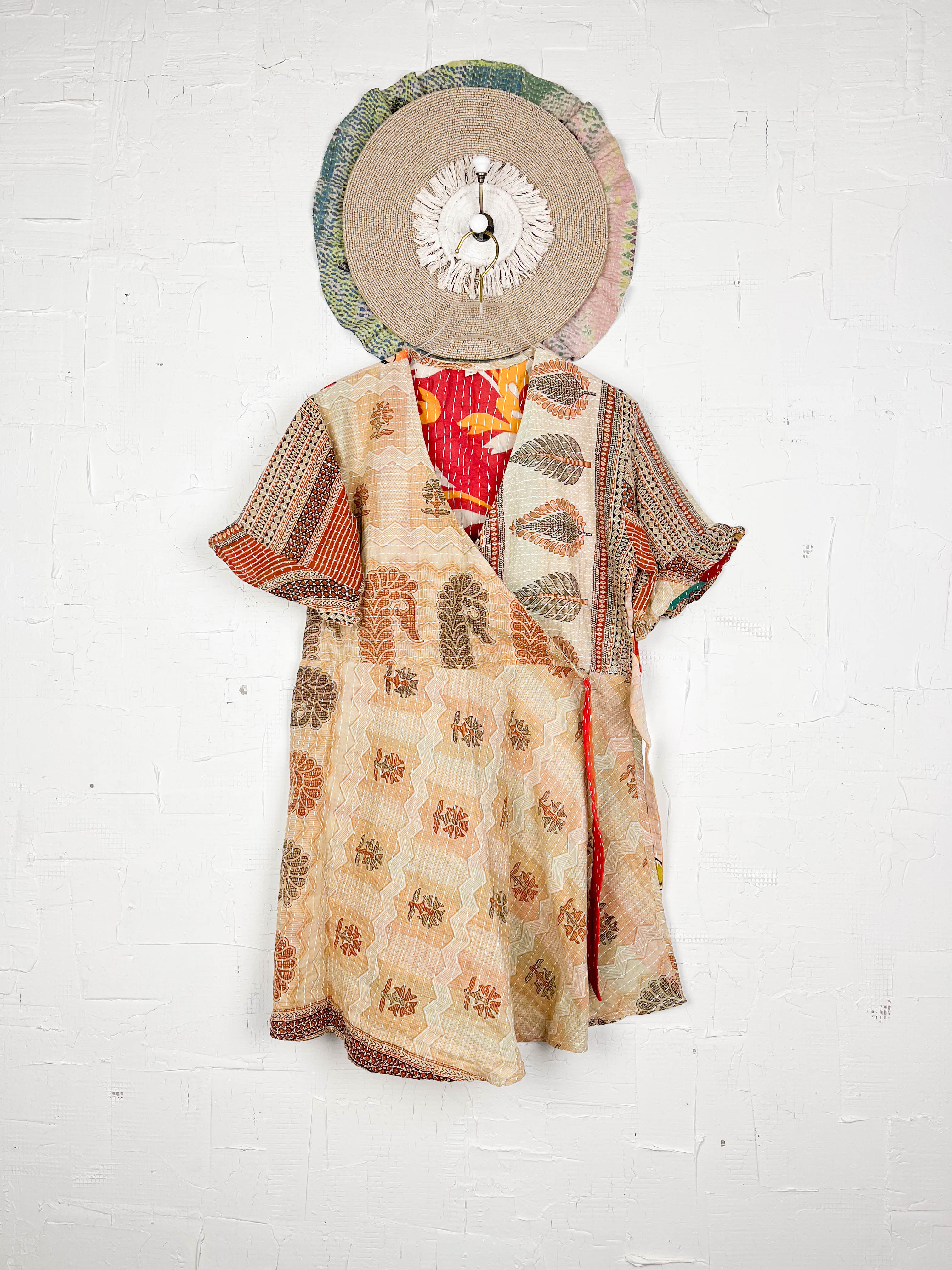 Kantha cotton midi wrap dress - Love Protect Sustain