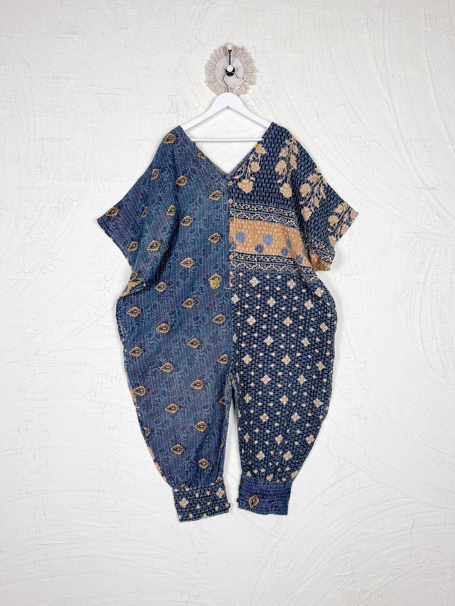 Kantha jumpsuit with pockets - Love Protect Sustain