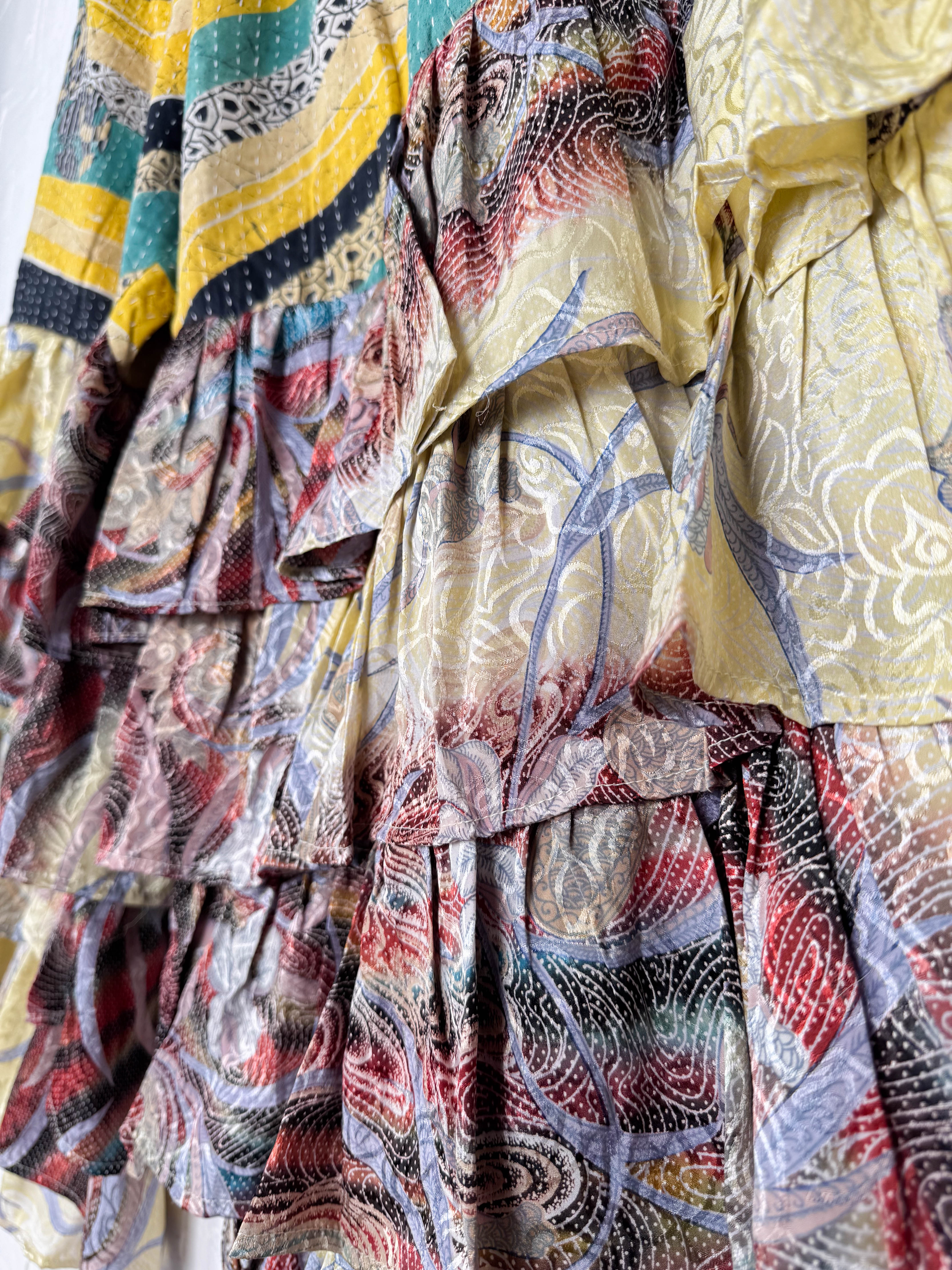 Kantha silk frill pants - Love Protect Sustain