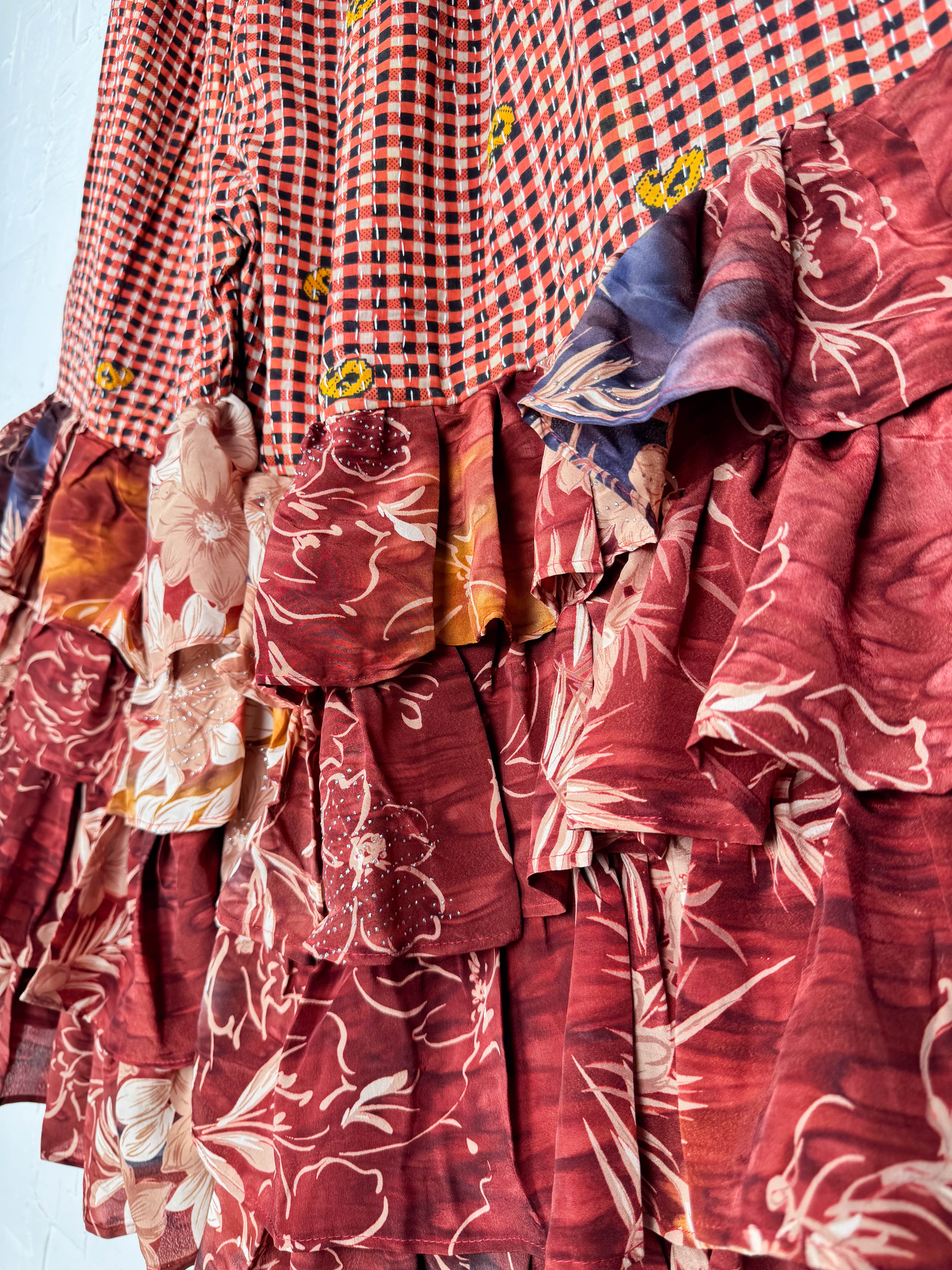 Kantha silk frill pants beach - Love Protect Sustain