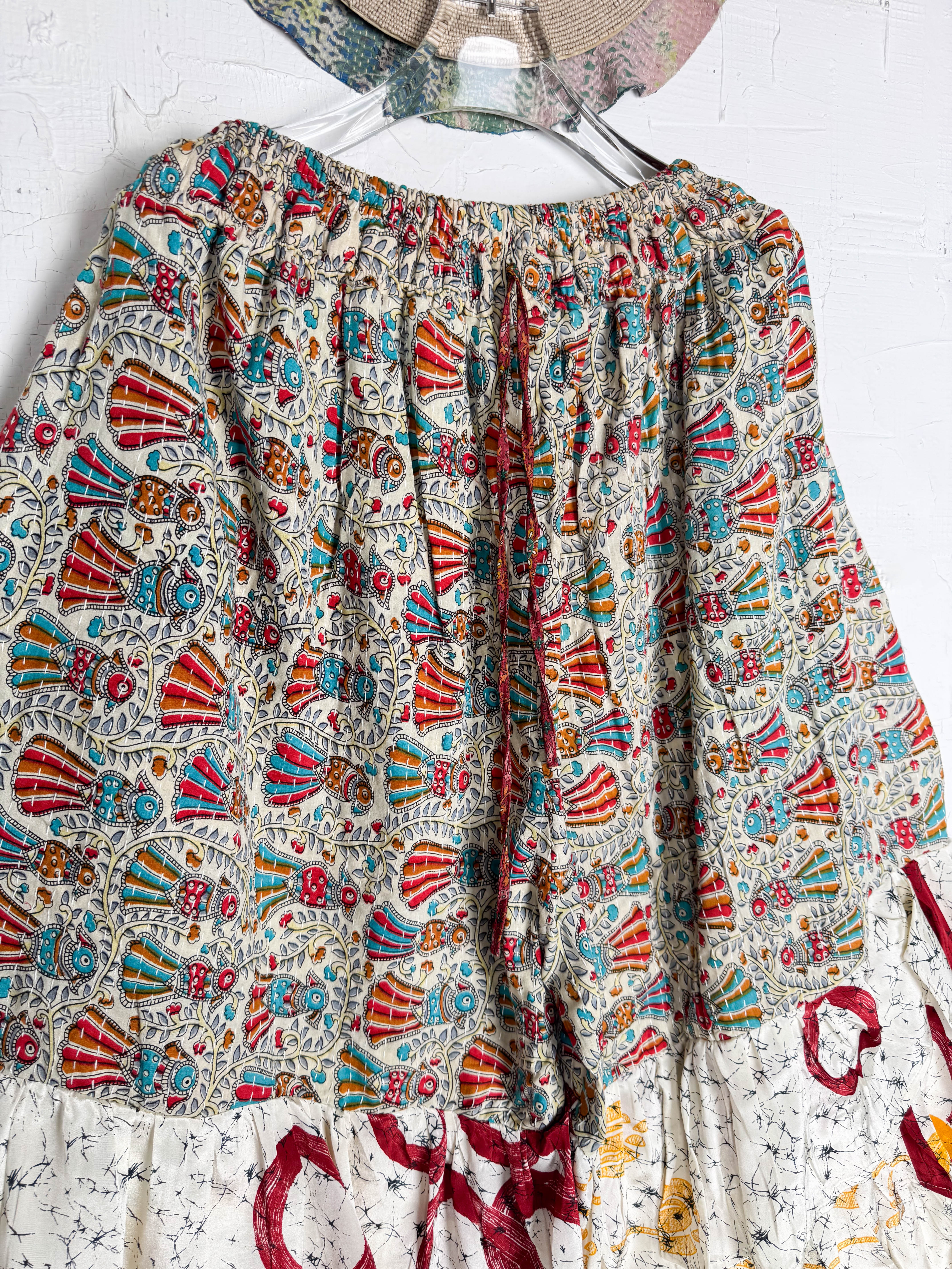 Kantha silk frill pants with pockets - Love Protect Sustain