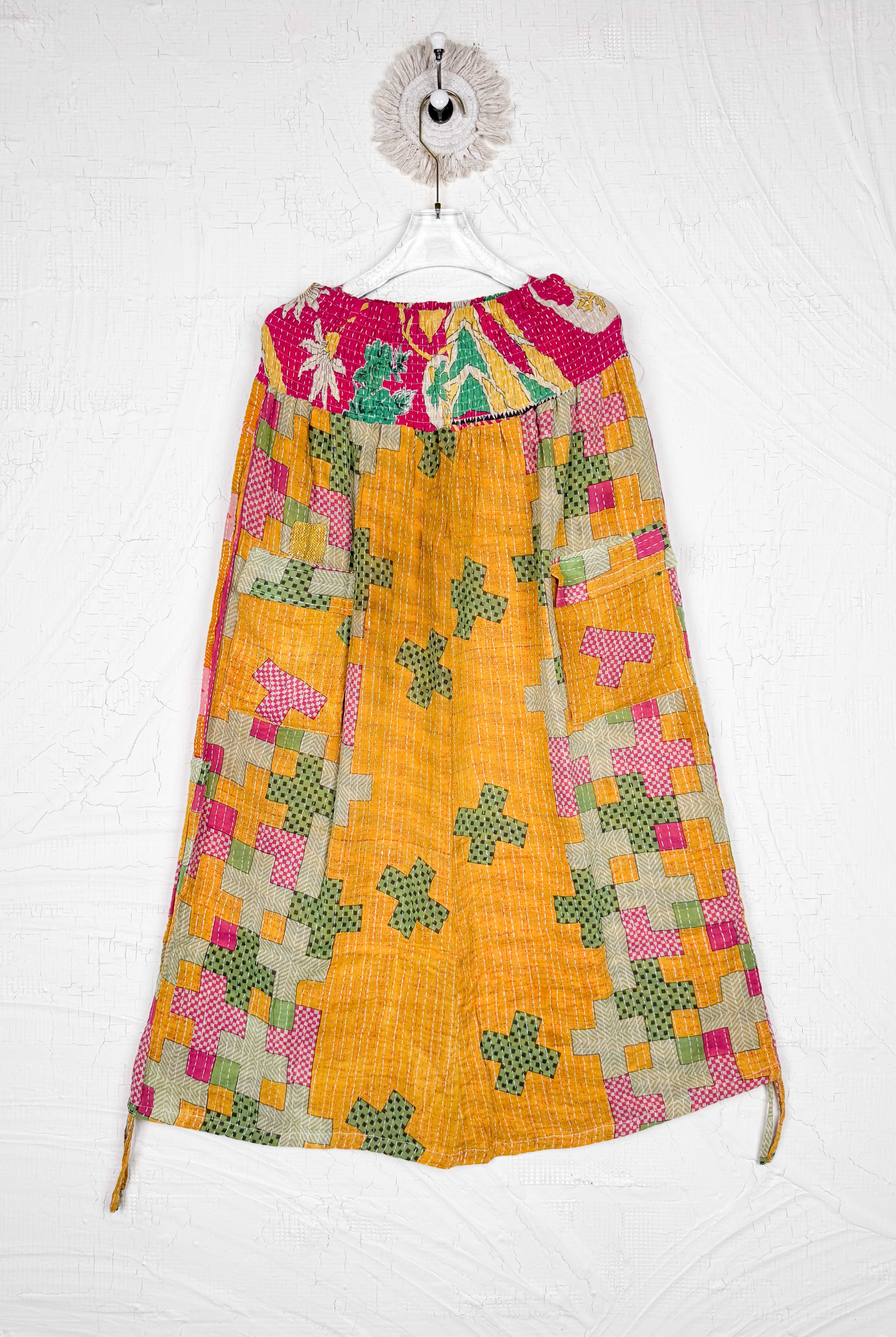 Yellow Kantha skirt - Love Protect Sustain