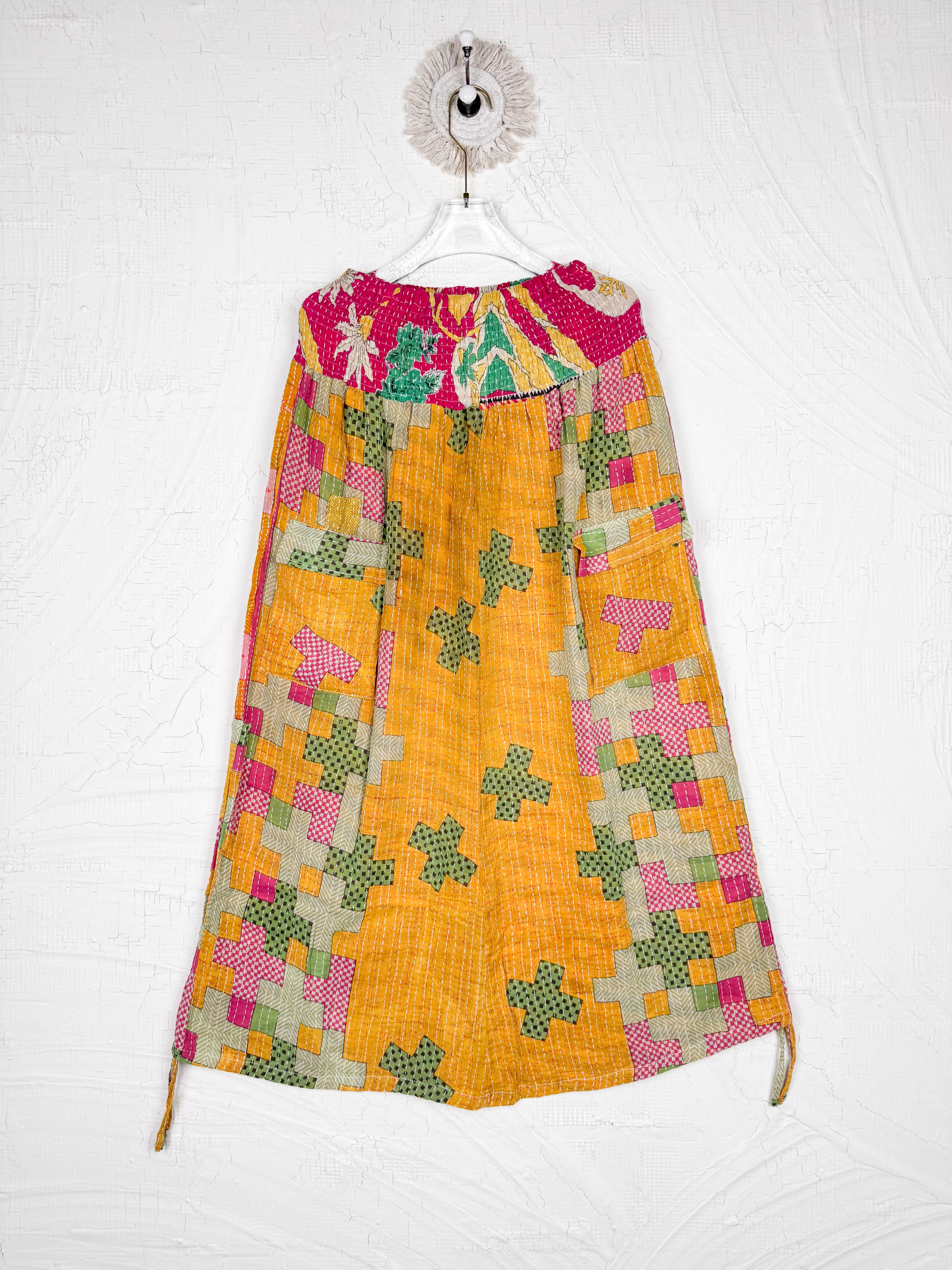 Yellow Kantha skirt - Love Protect Sustain