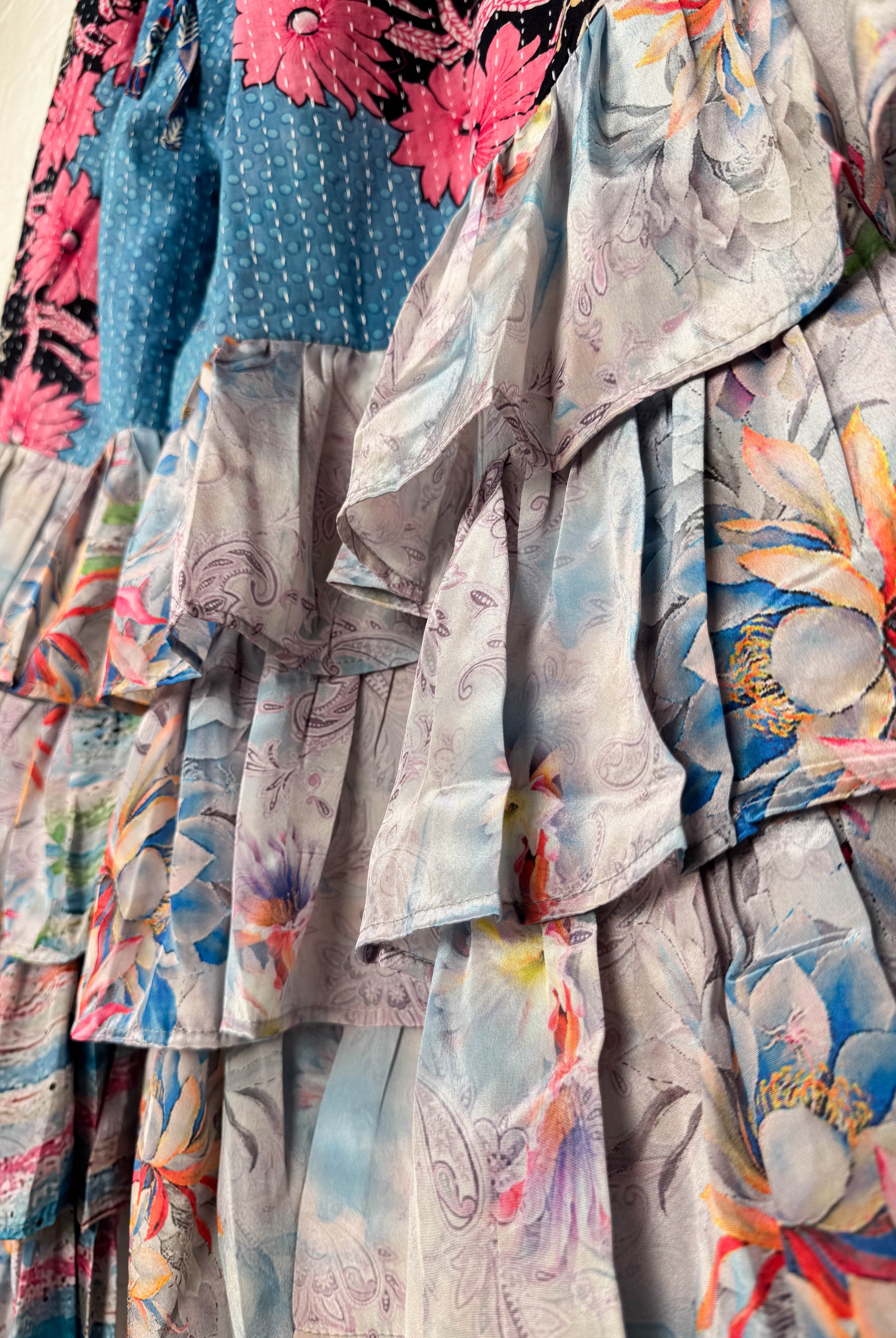 Kantha stitch ruffle pants - Love Protect Sustain