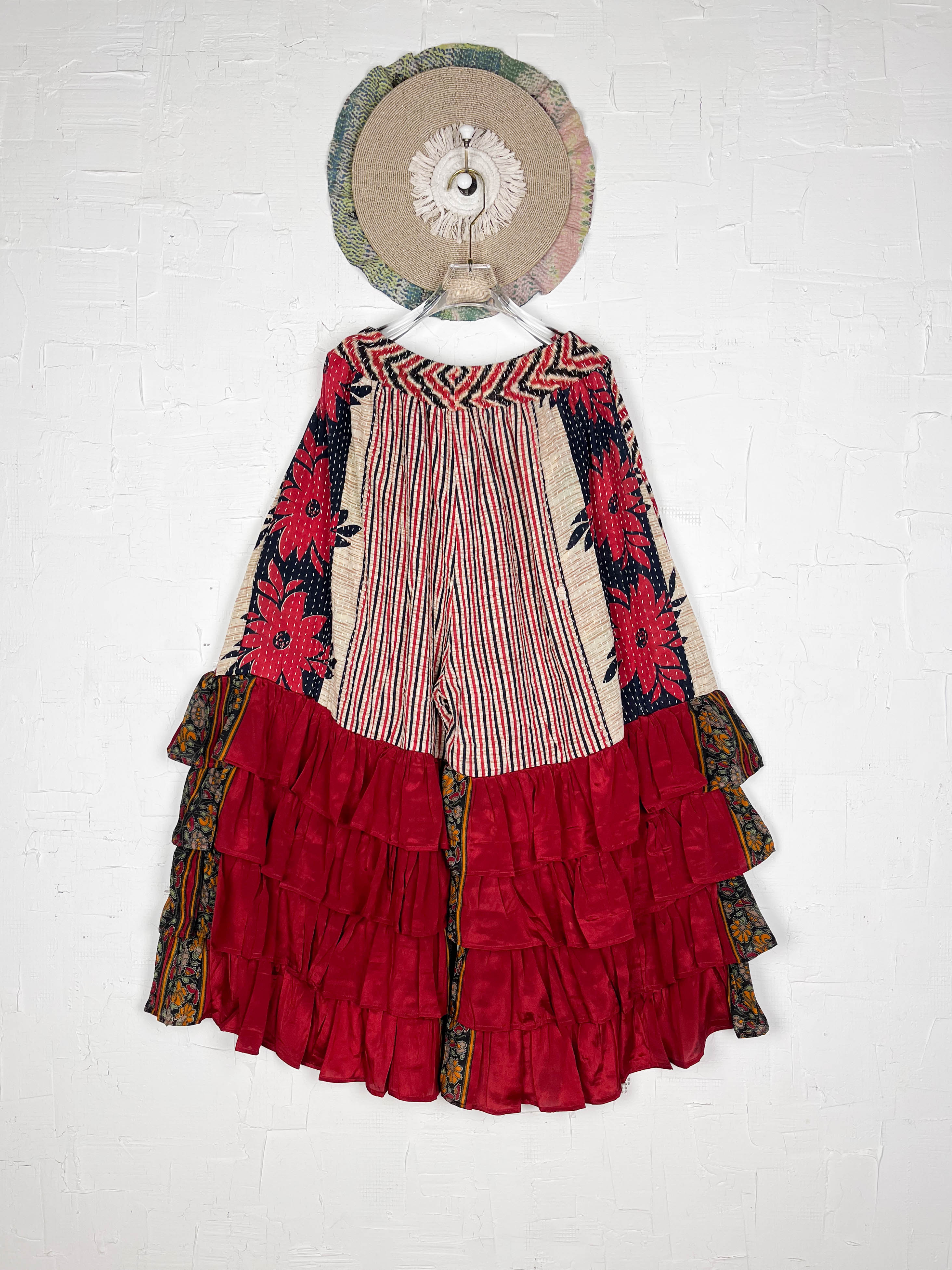 Layered kantha silk pants - Love Protect Sustain