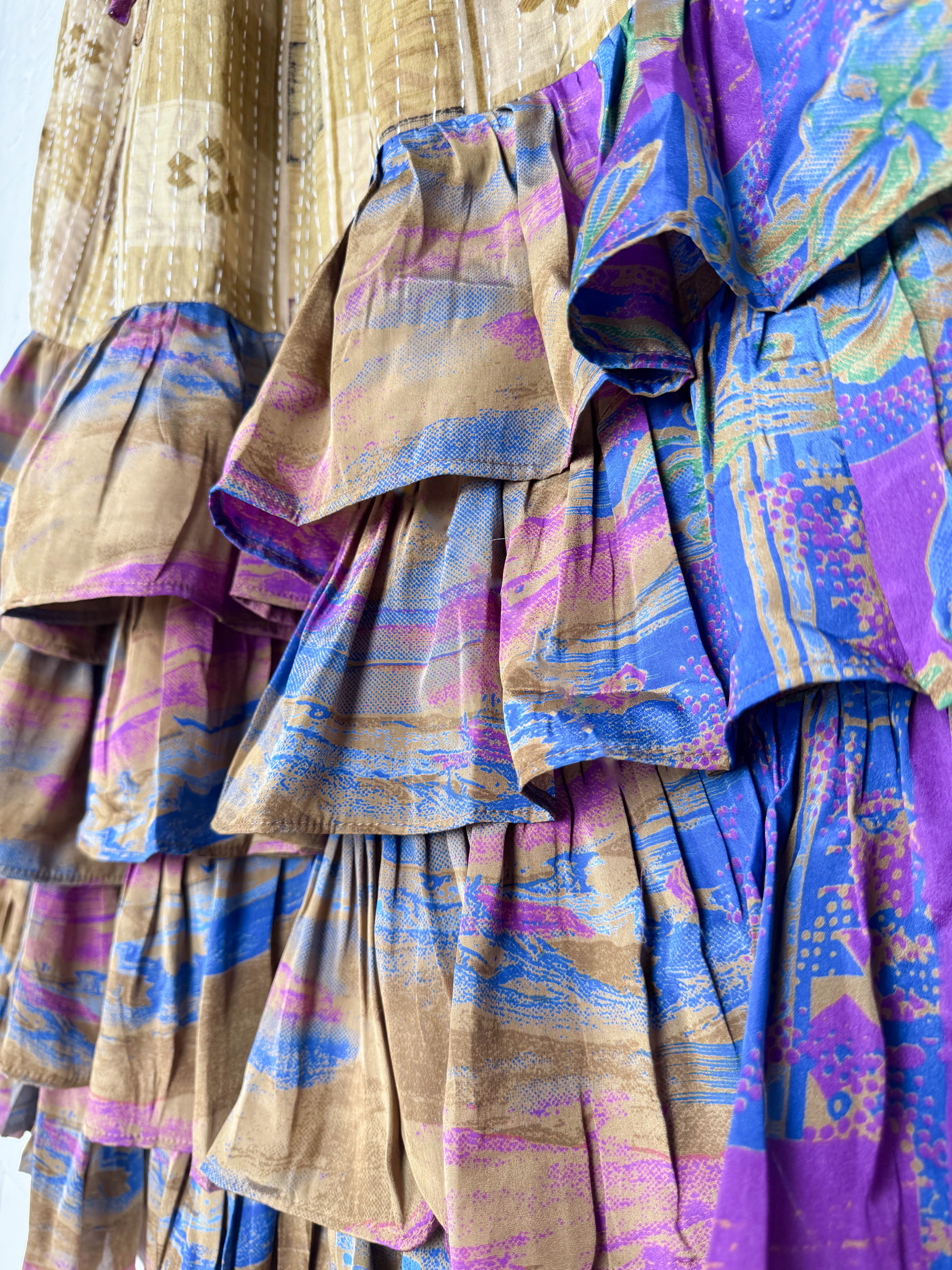 Layered kantha silk pants - Love Protect Sustain