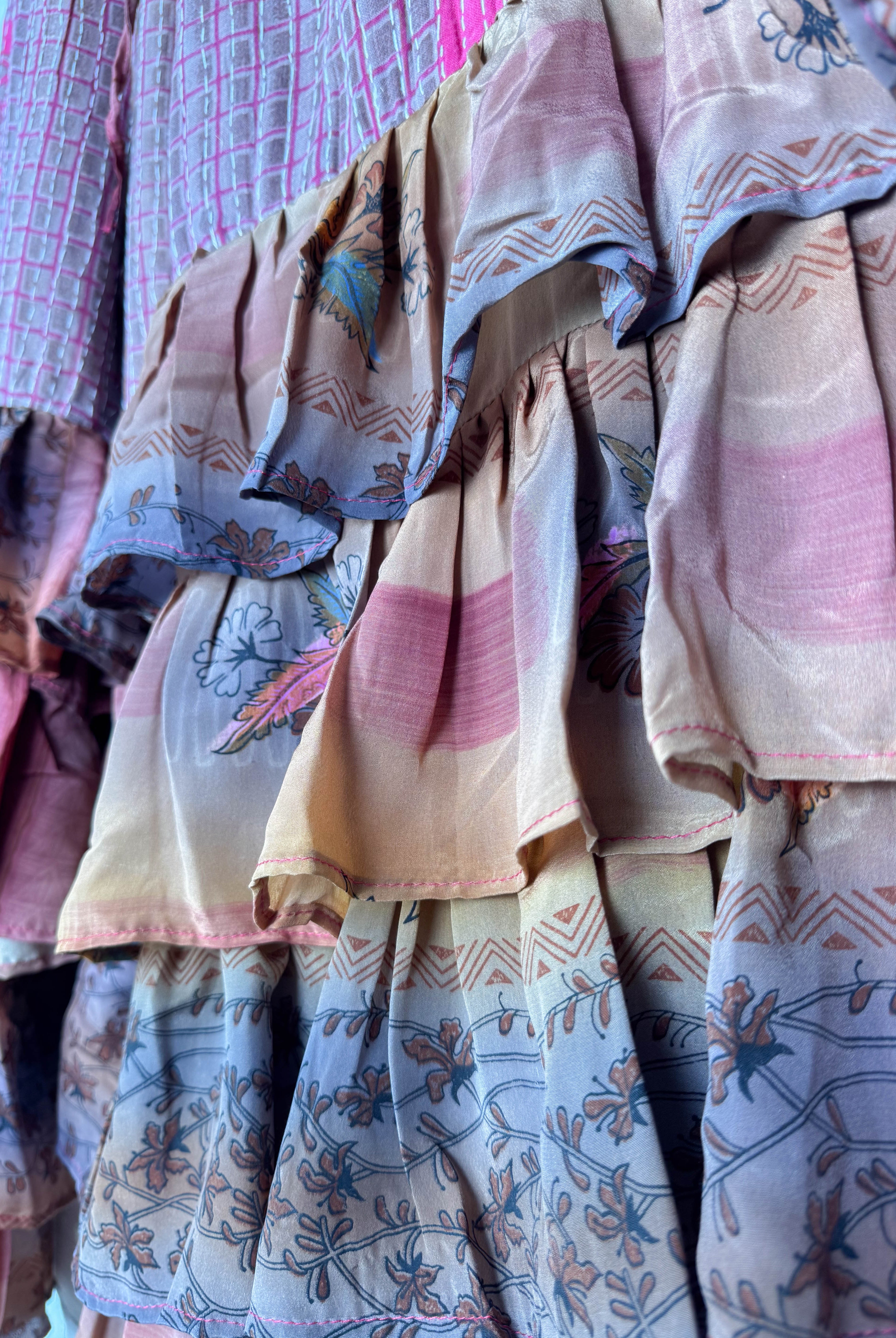 Layered kantha silk pants - Love Protect Sustain