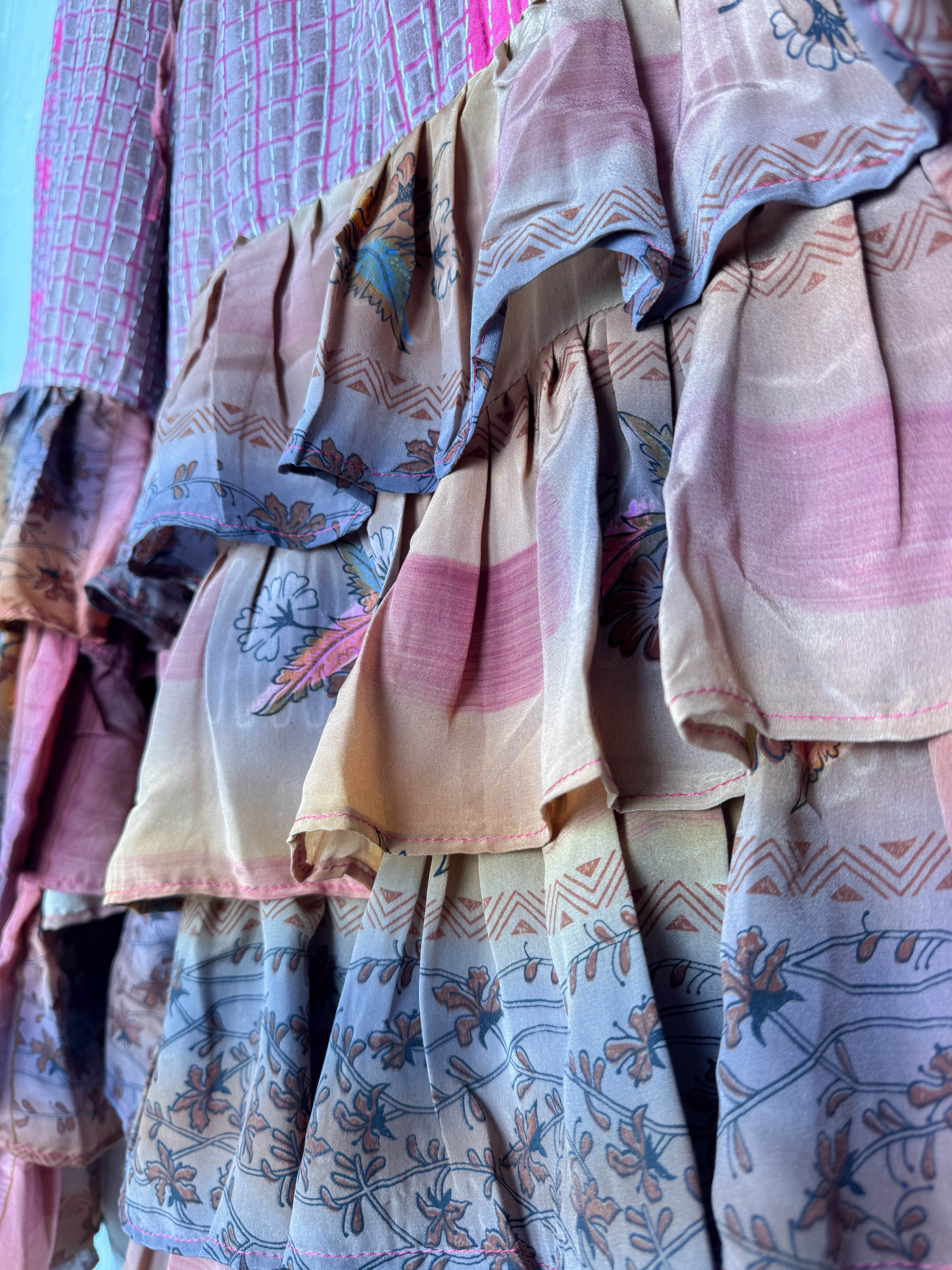 Layered kantha silk pants - Love Protect Sustain