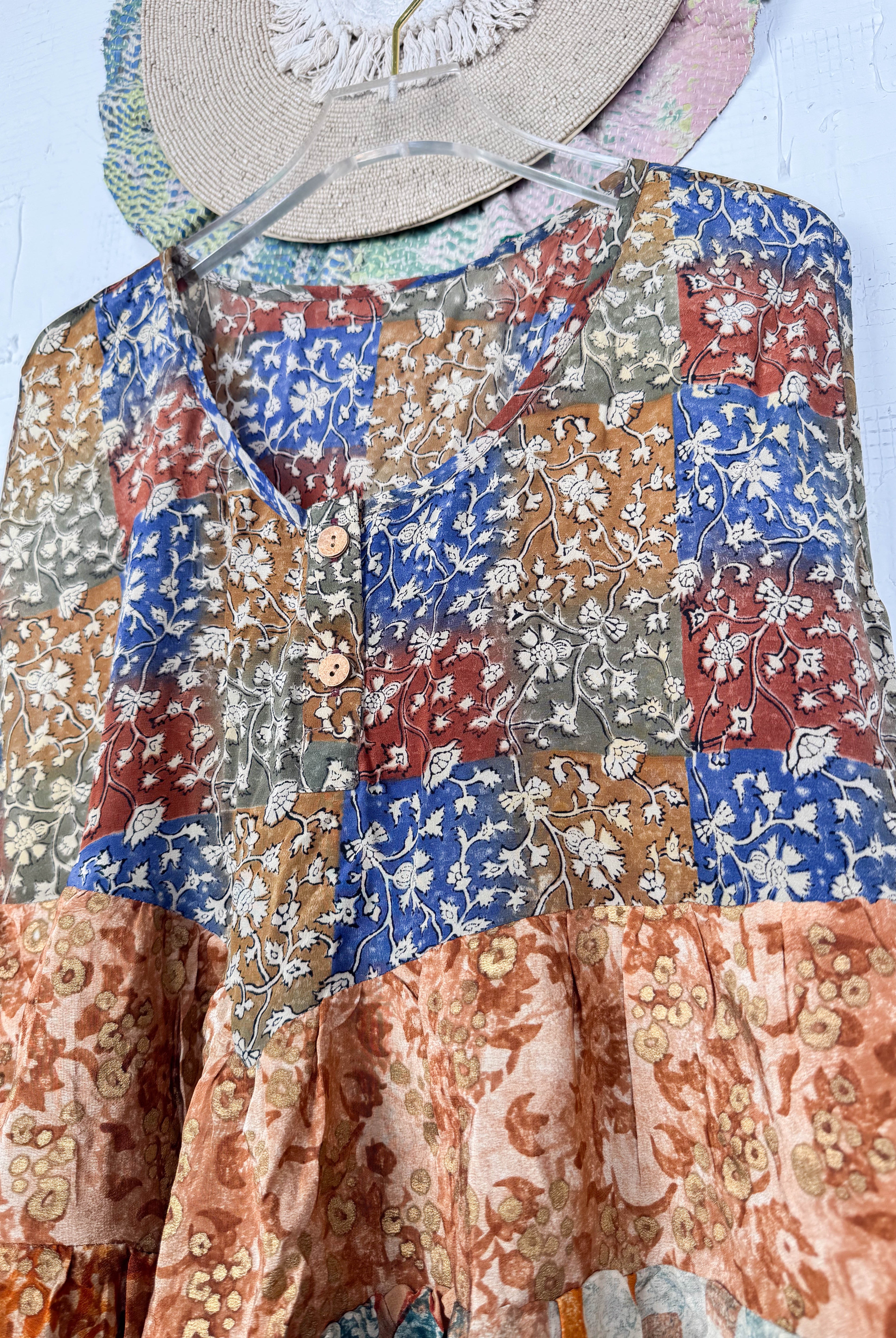 Layered silk top vintage - Love Protect Sustain