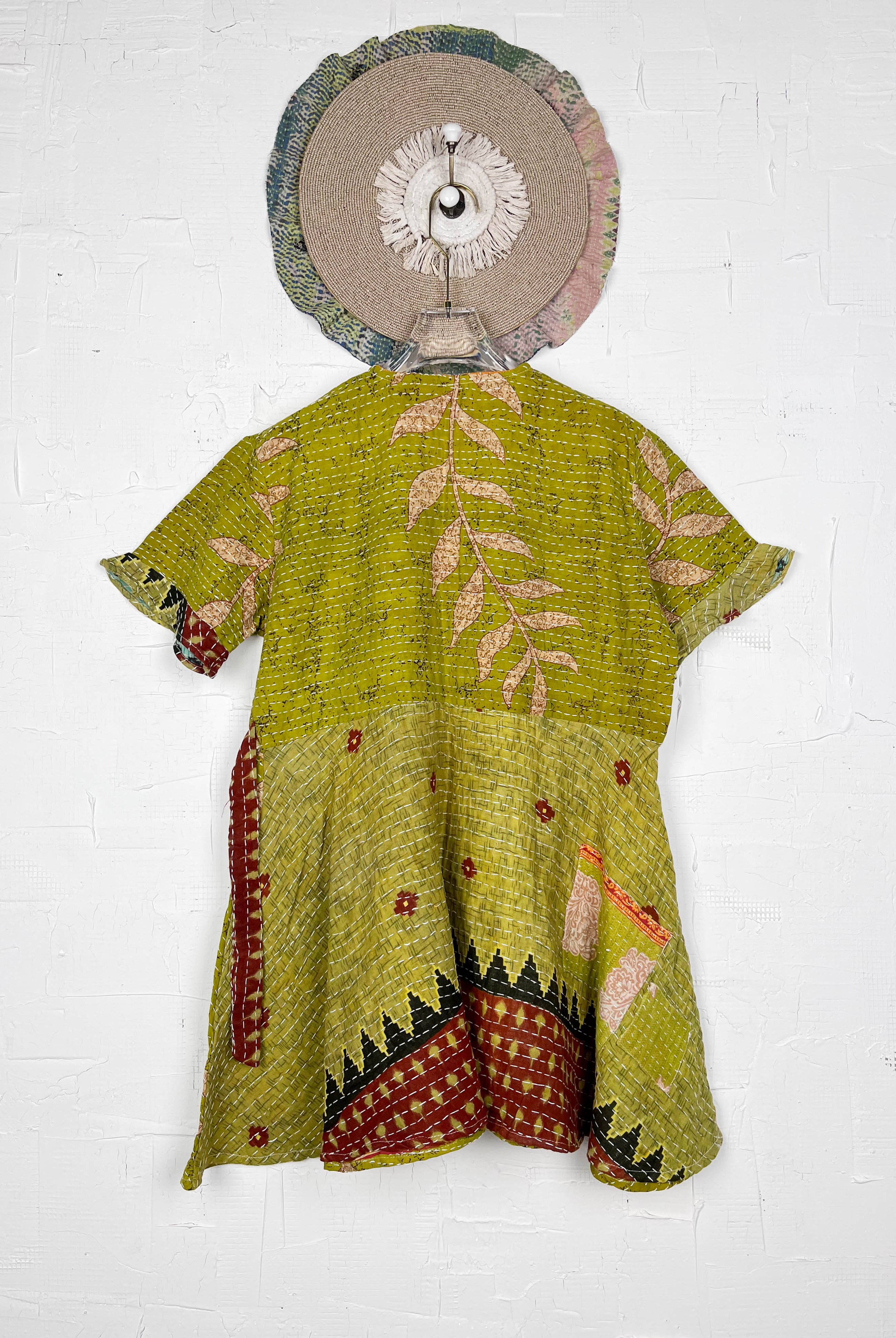 Light Green Kantha Dress - Love Protect Sustain