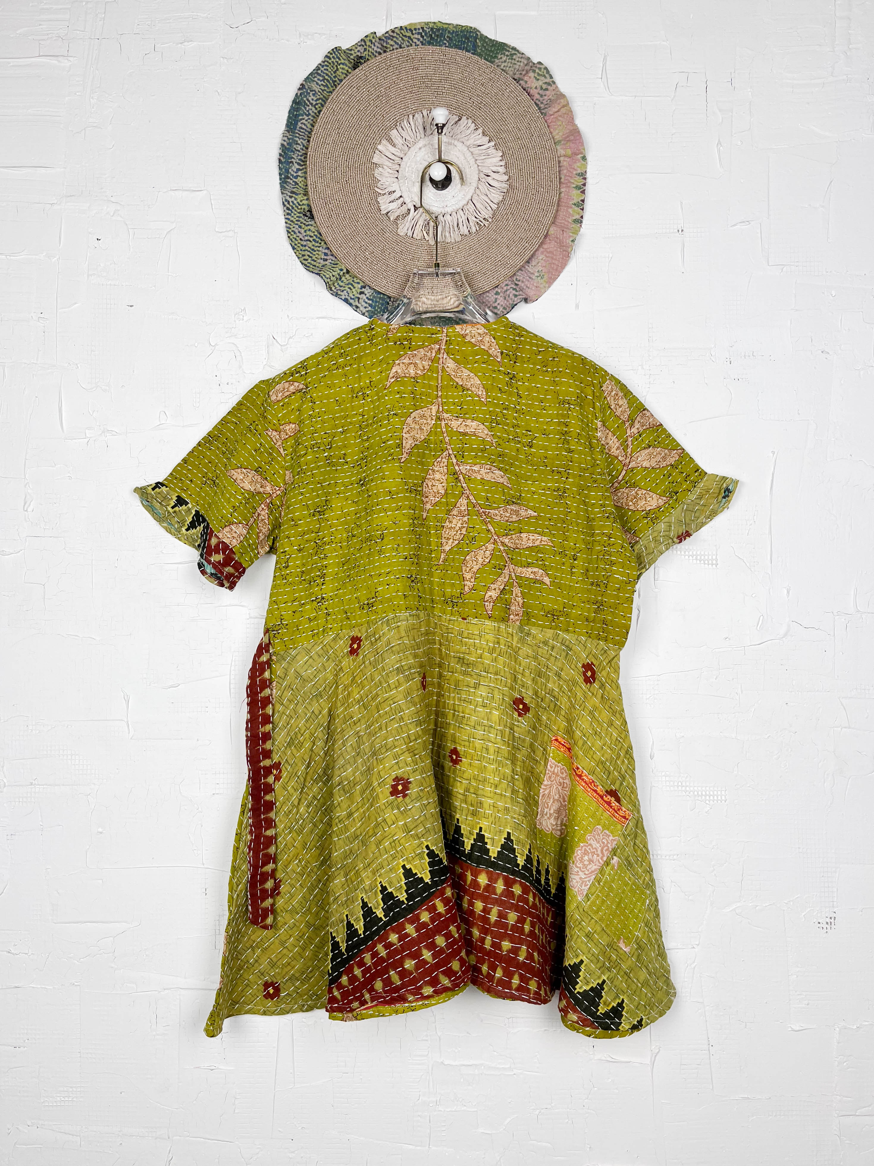 Light Green Kantha Dress - Love Protect Sustain