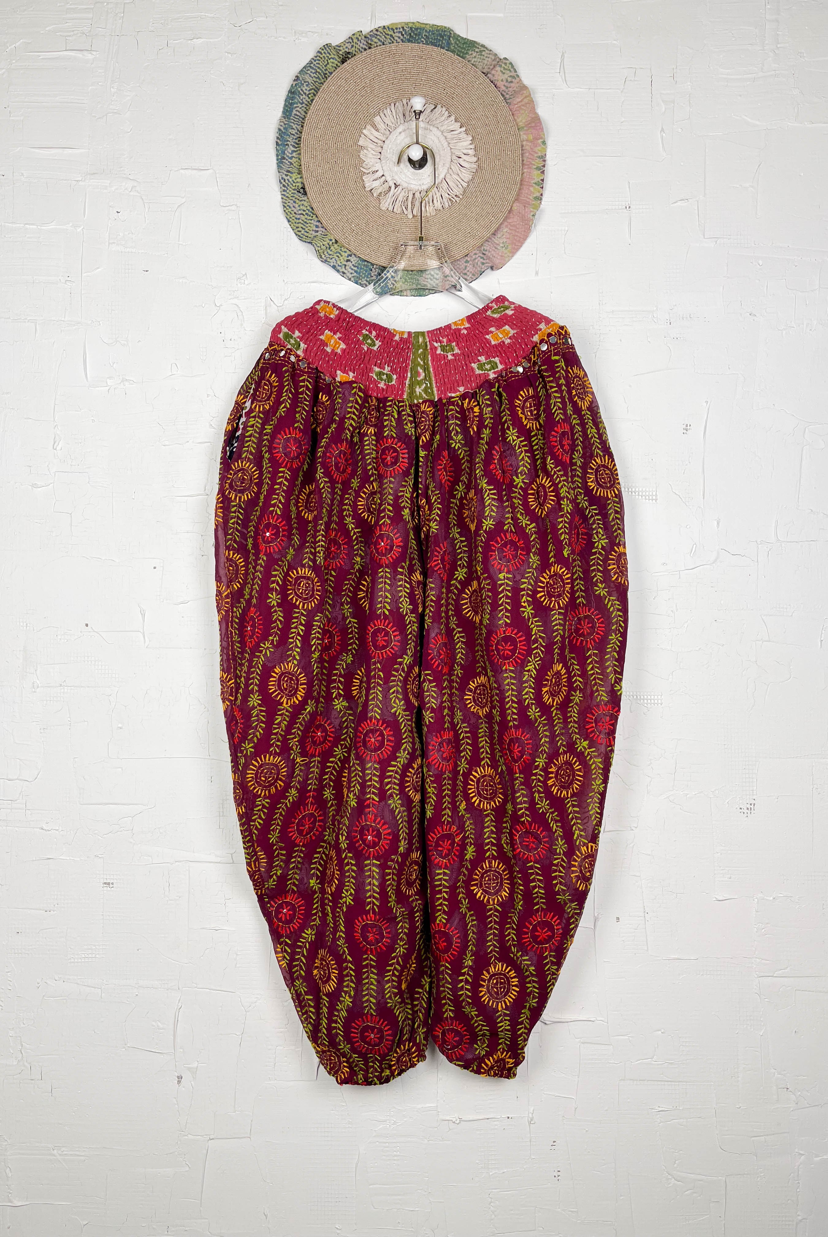 Light weight embroidered pants for travel - Love Protect Sustain