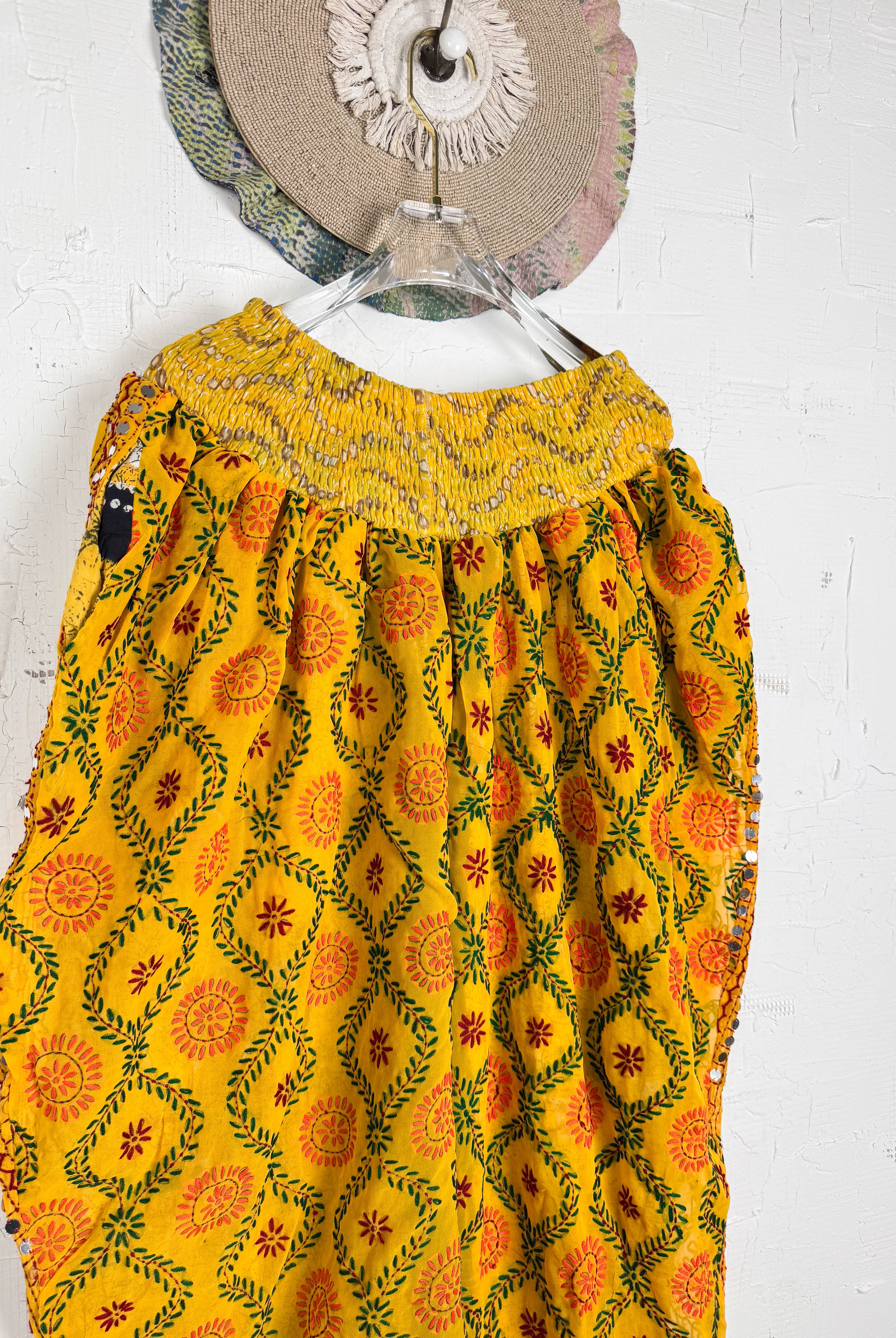 Light weight travel yoga embroidered pants - Love Protect Sustain