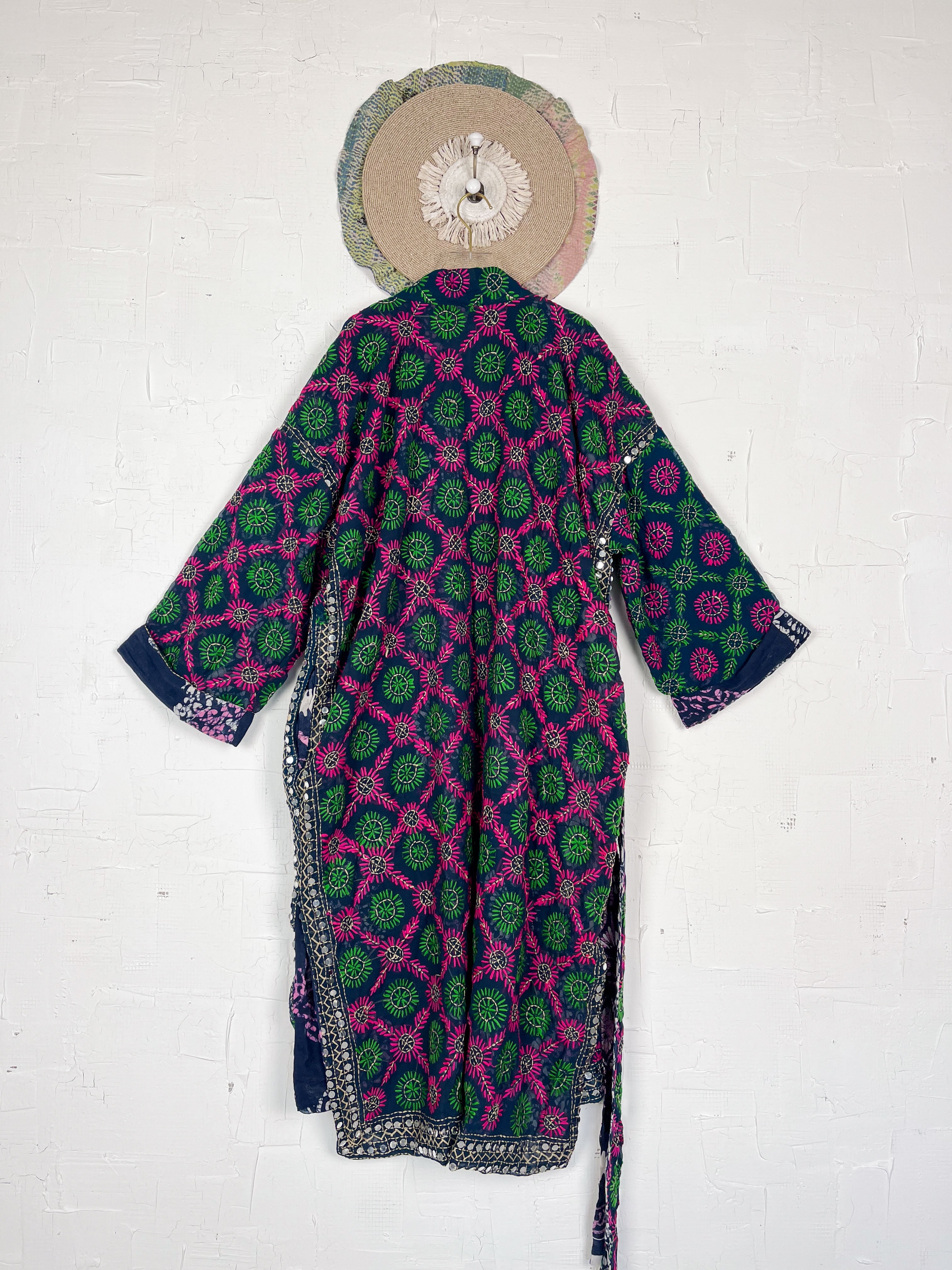 Long sleeve Phulkari kimono - Love Protect Sustain