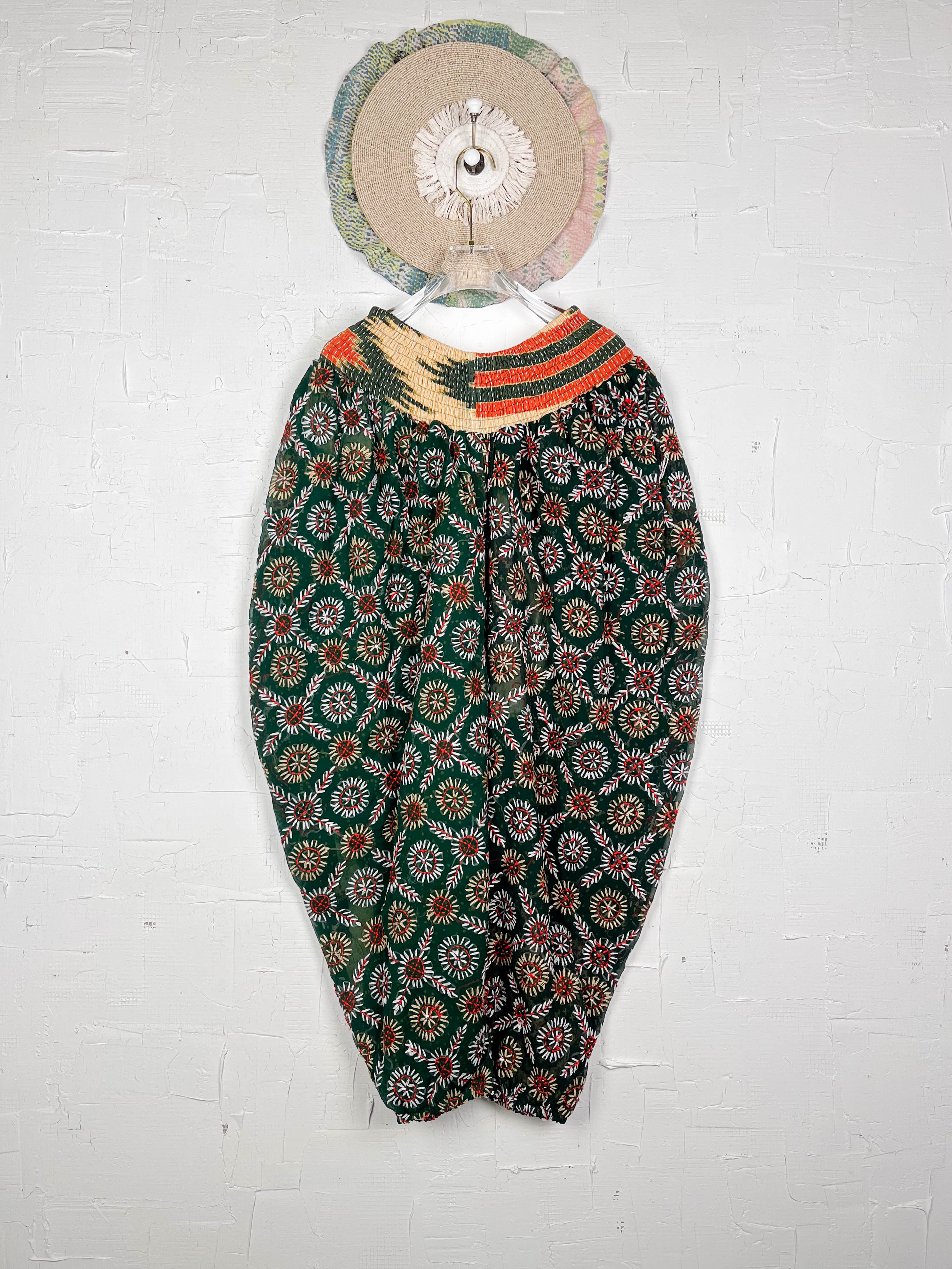 Loose fit embroidered pants- Love Protect Sustain