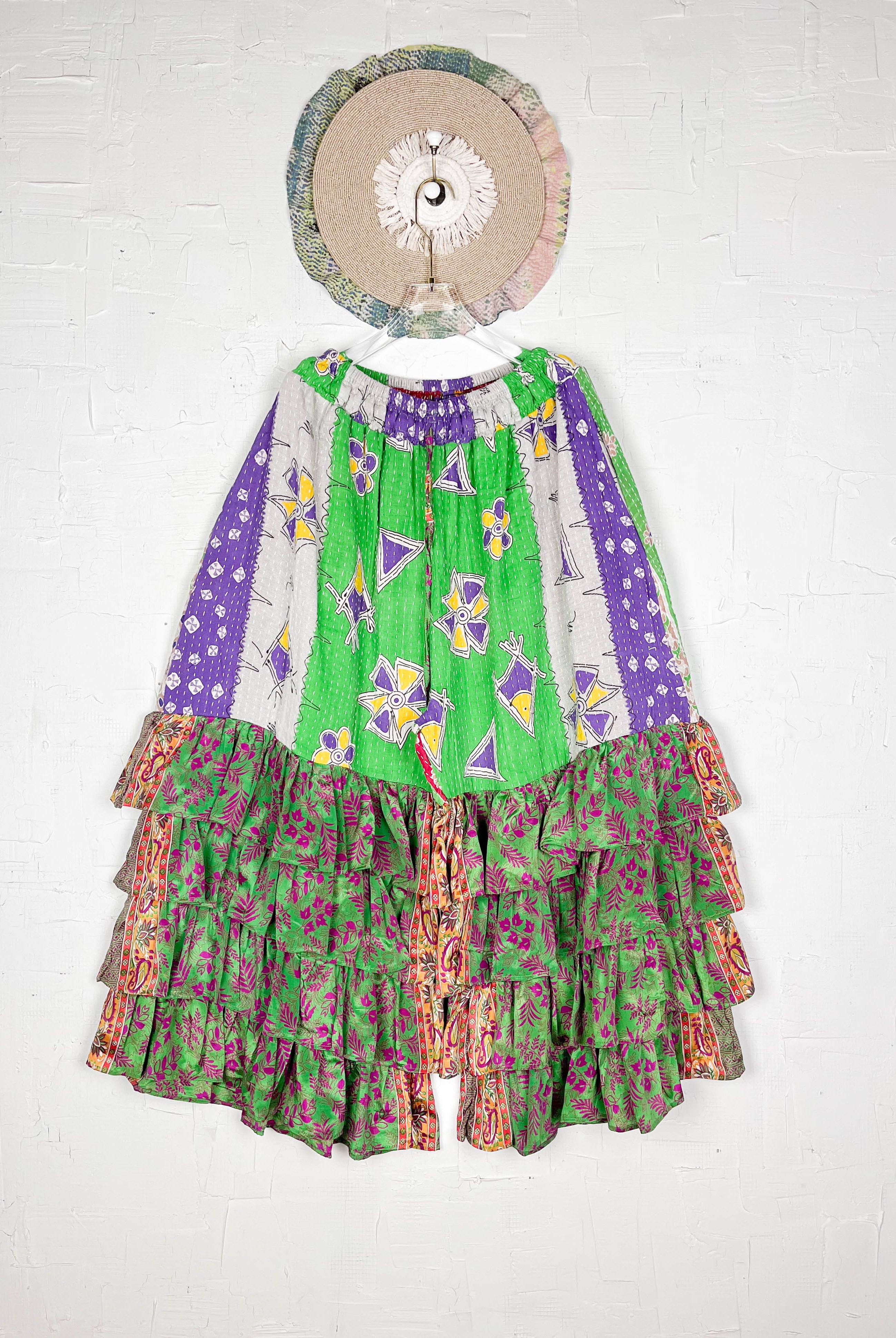 Maternity kantha silk frill pants - Love Protect Sustain