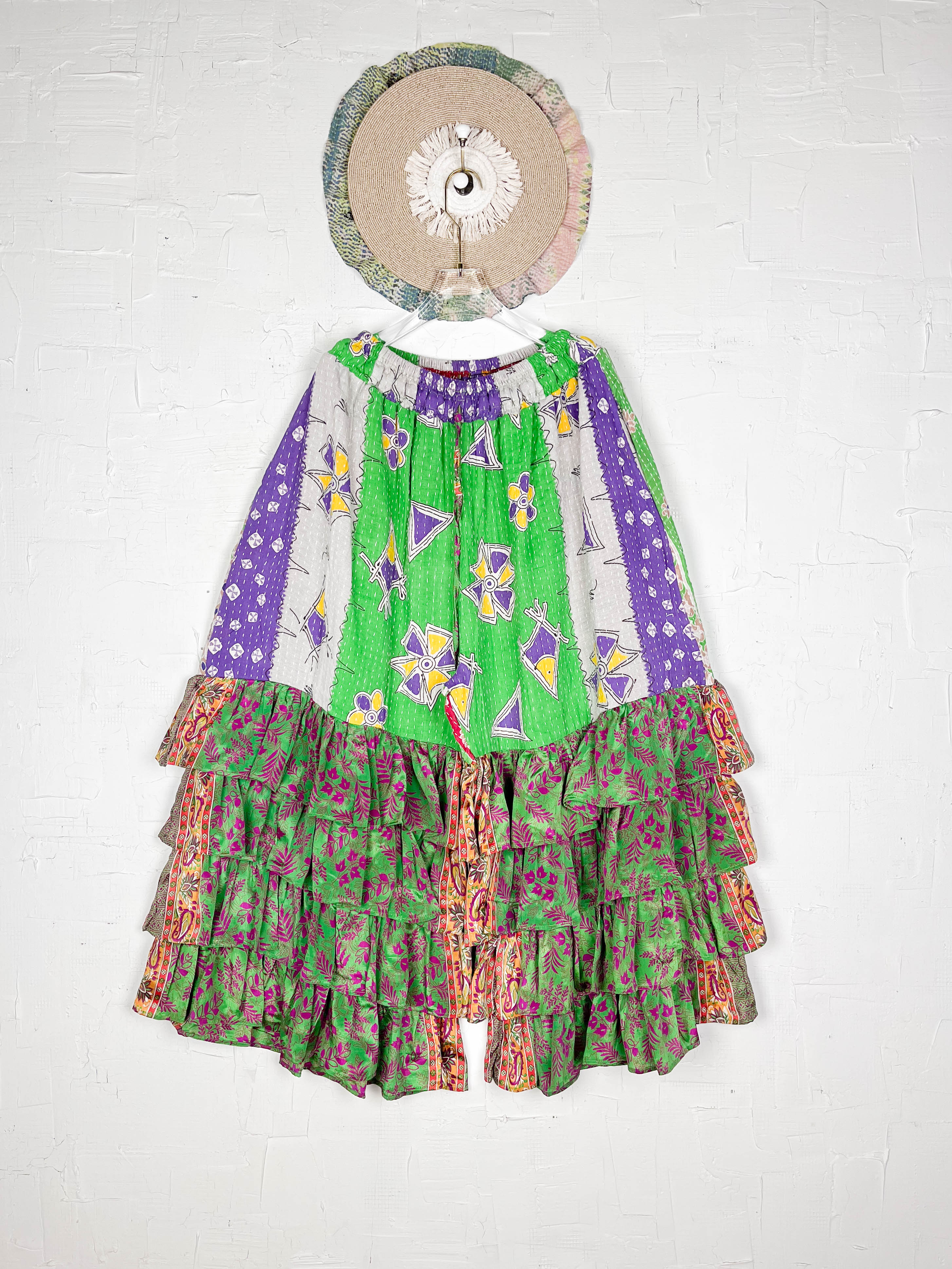 Maternity kantha silk frill pants - Love Protect Sustain