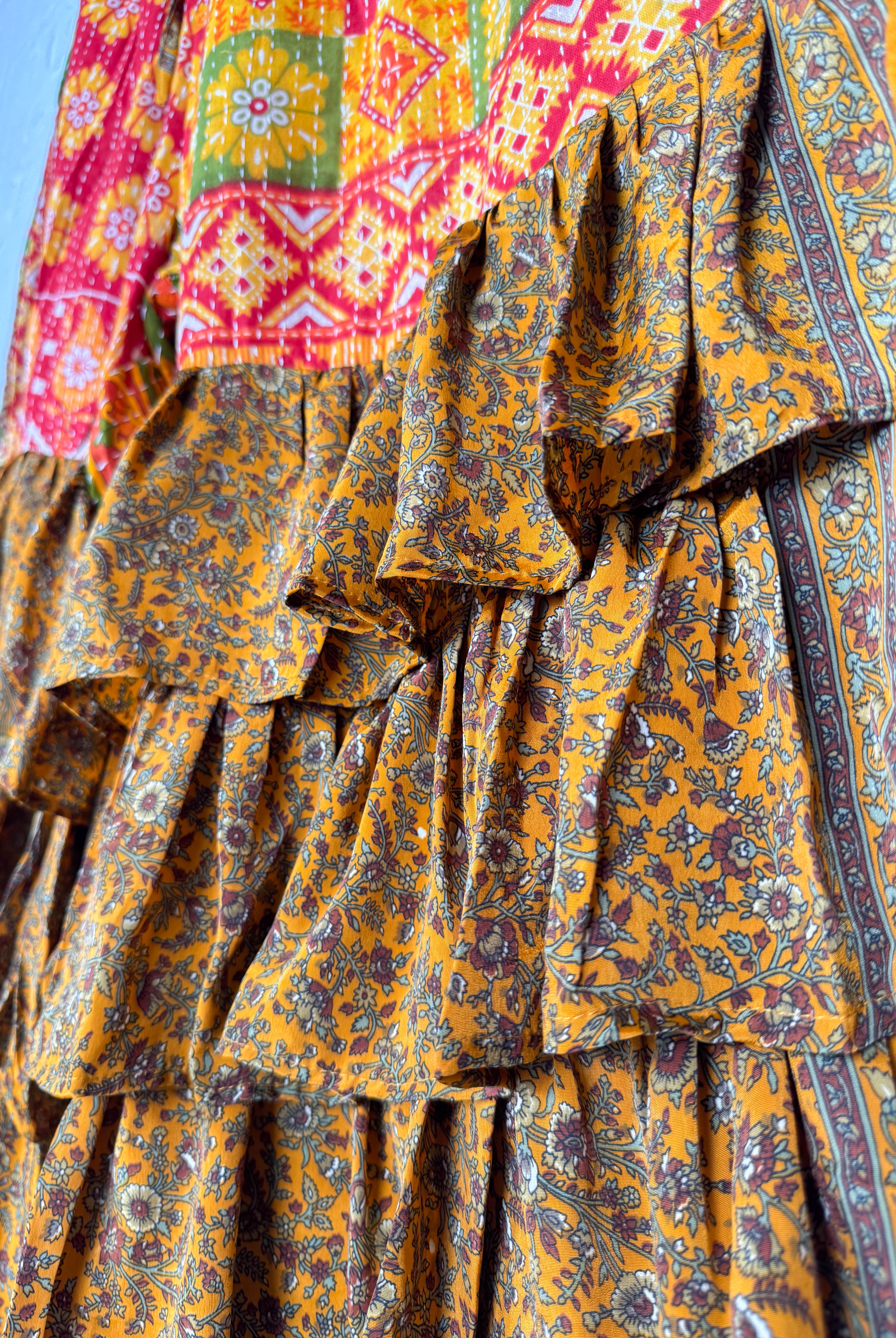 Maternity kantha silk frill pants - Love Protect Sustain