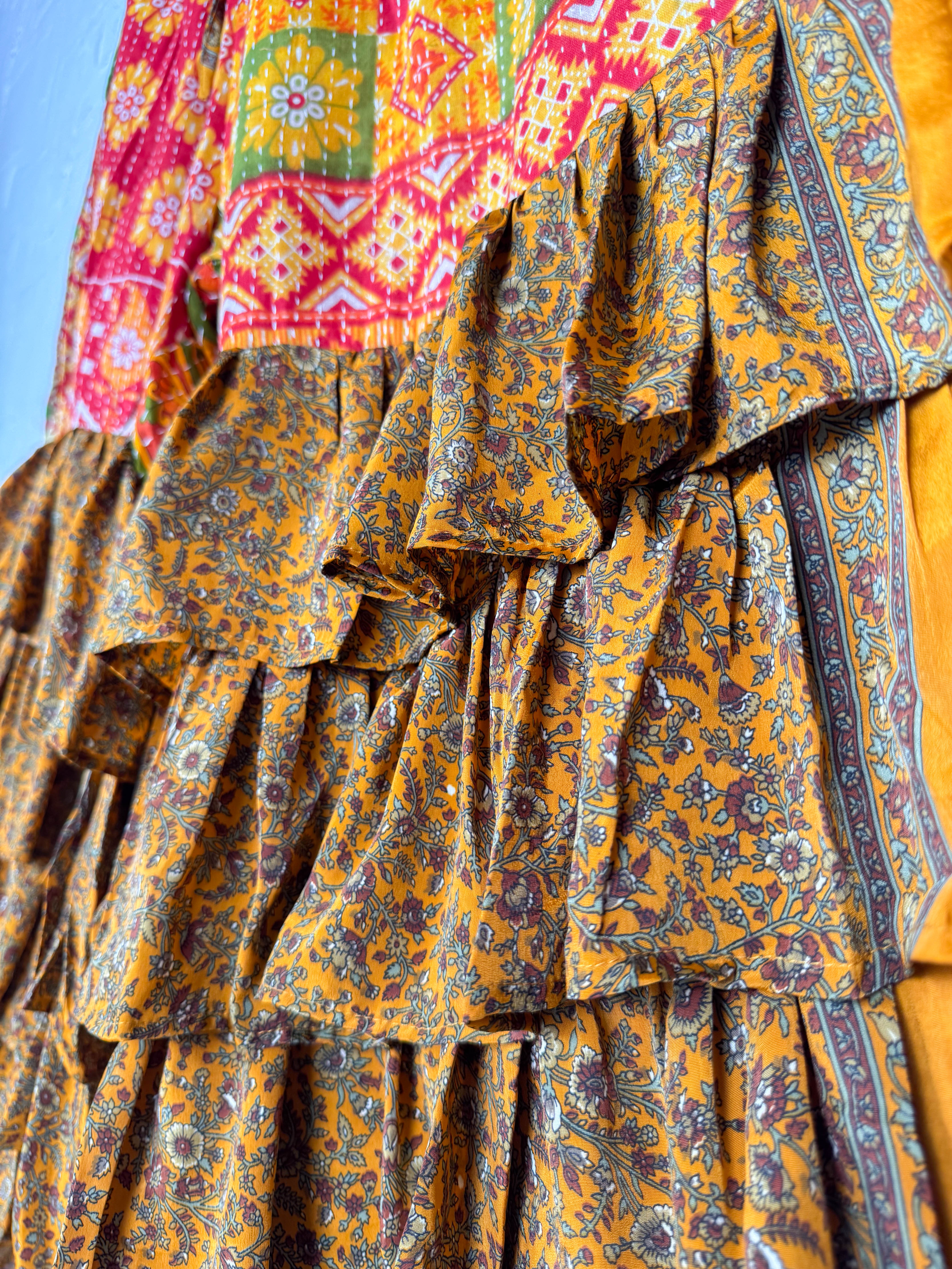 Maternity kantha silk frill pants - Love Protect Sustain