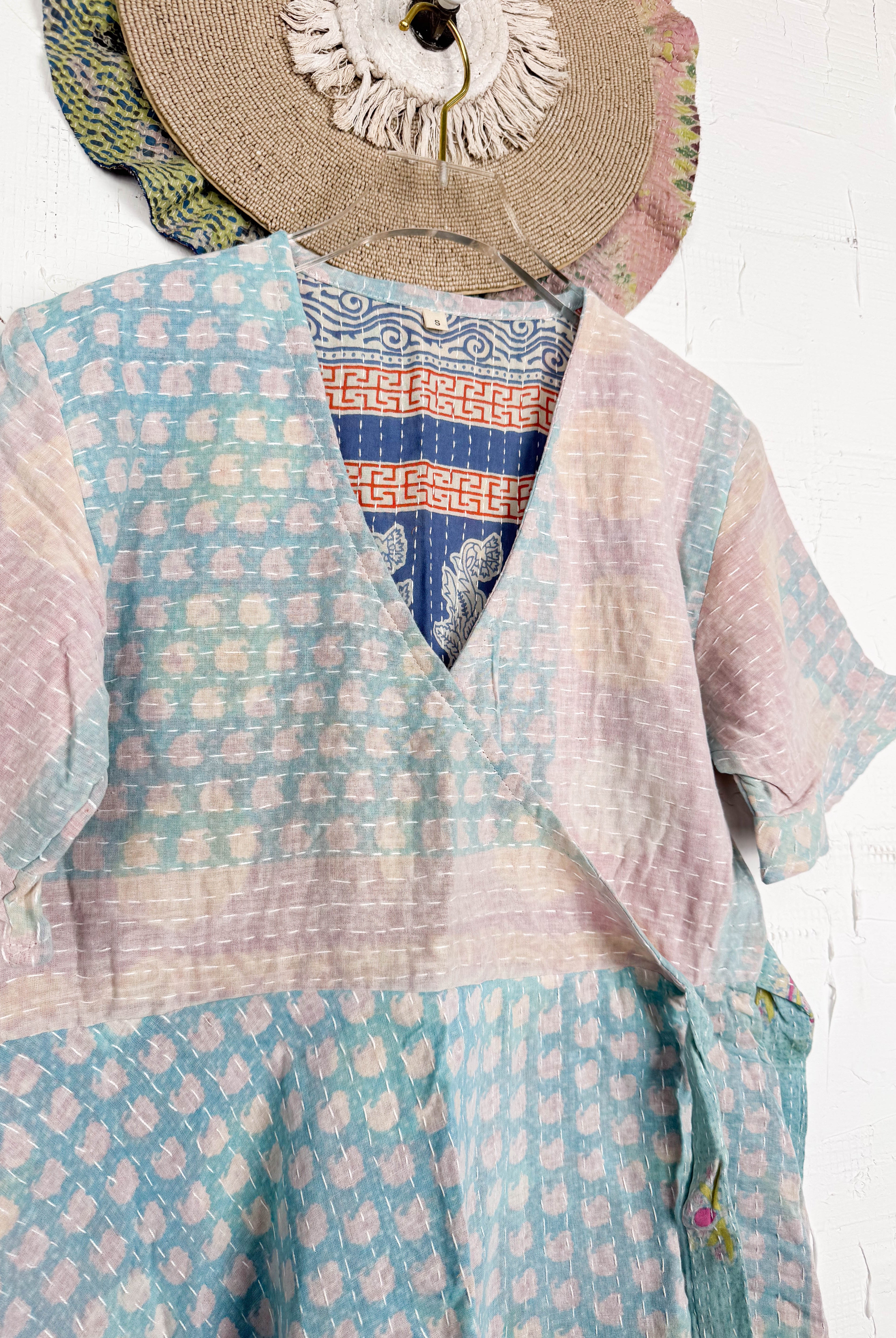 Mid-length Kantha dress - Love Protect Sustain