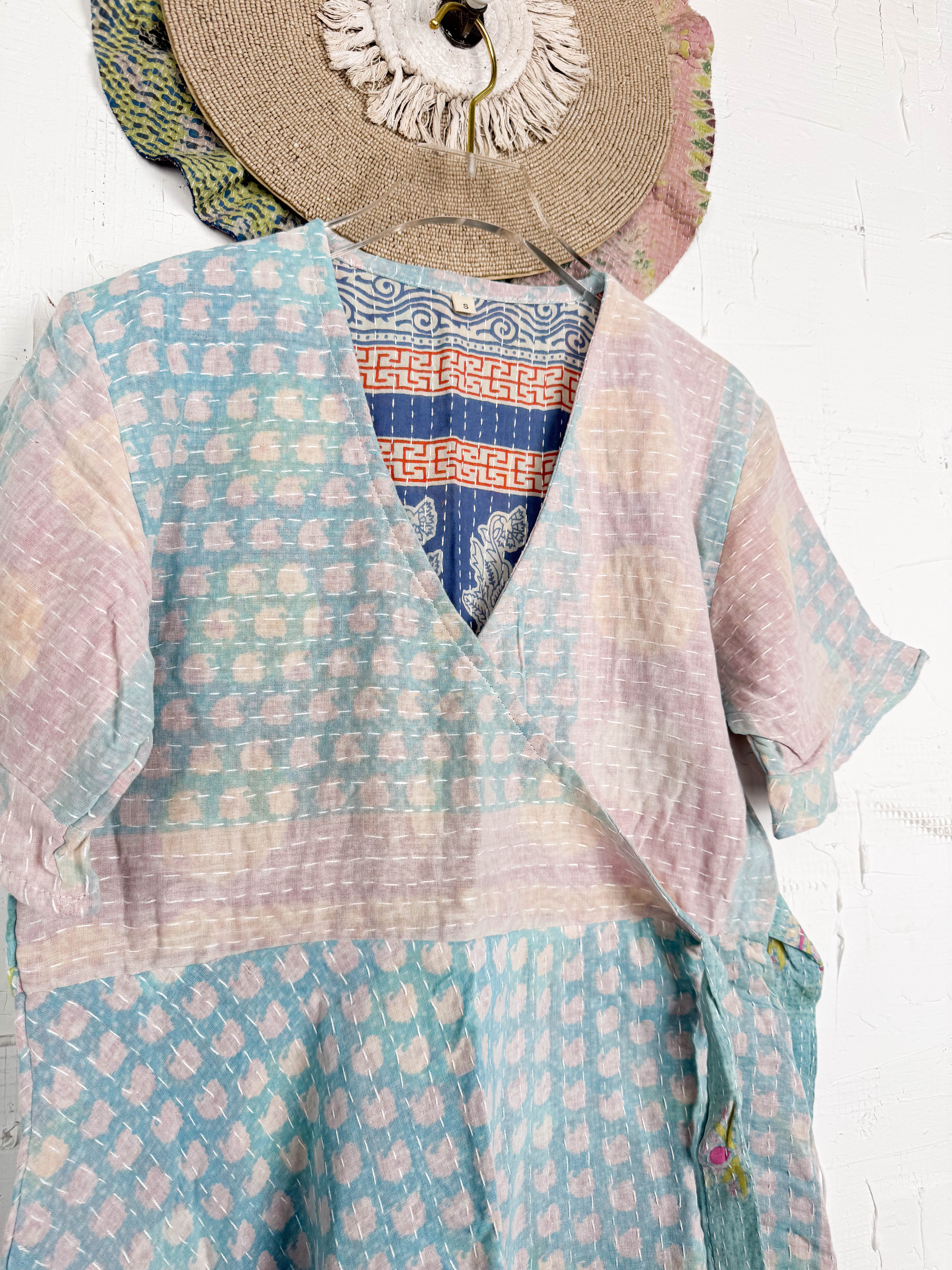 Mid-length Kantha dress - Love Protect Sustain