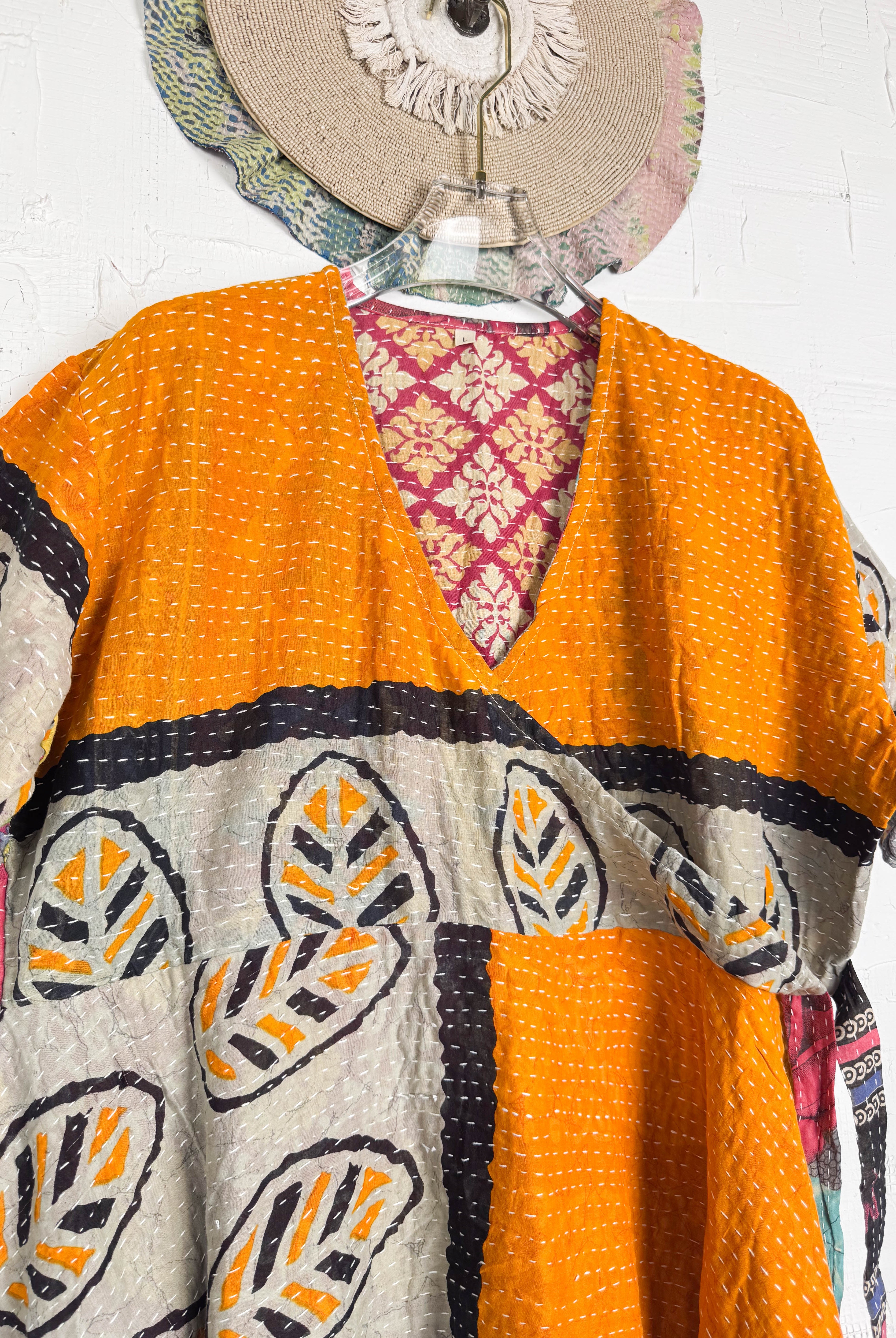 Mid-length Kantha dress- Love Protect Sustain