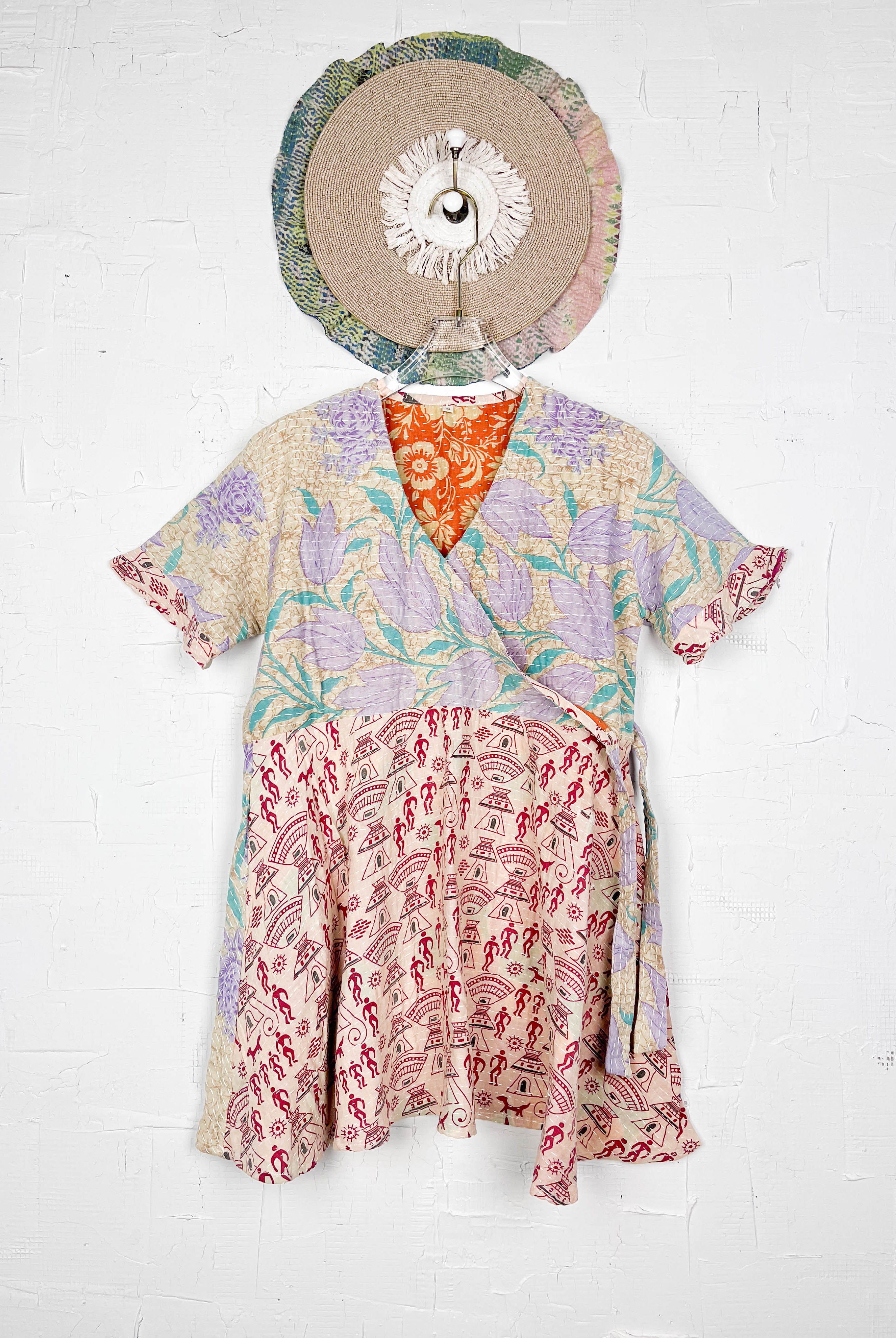 Mid-length Kantha dress - Love Protect Sustain