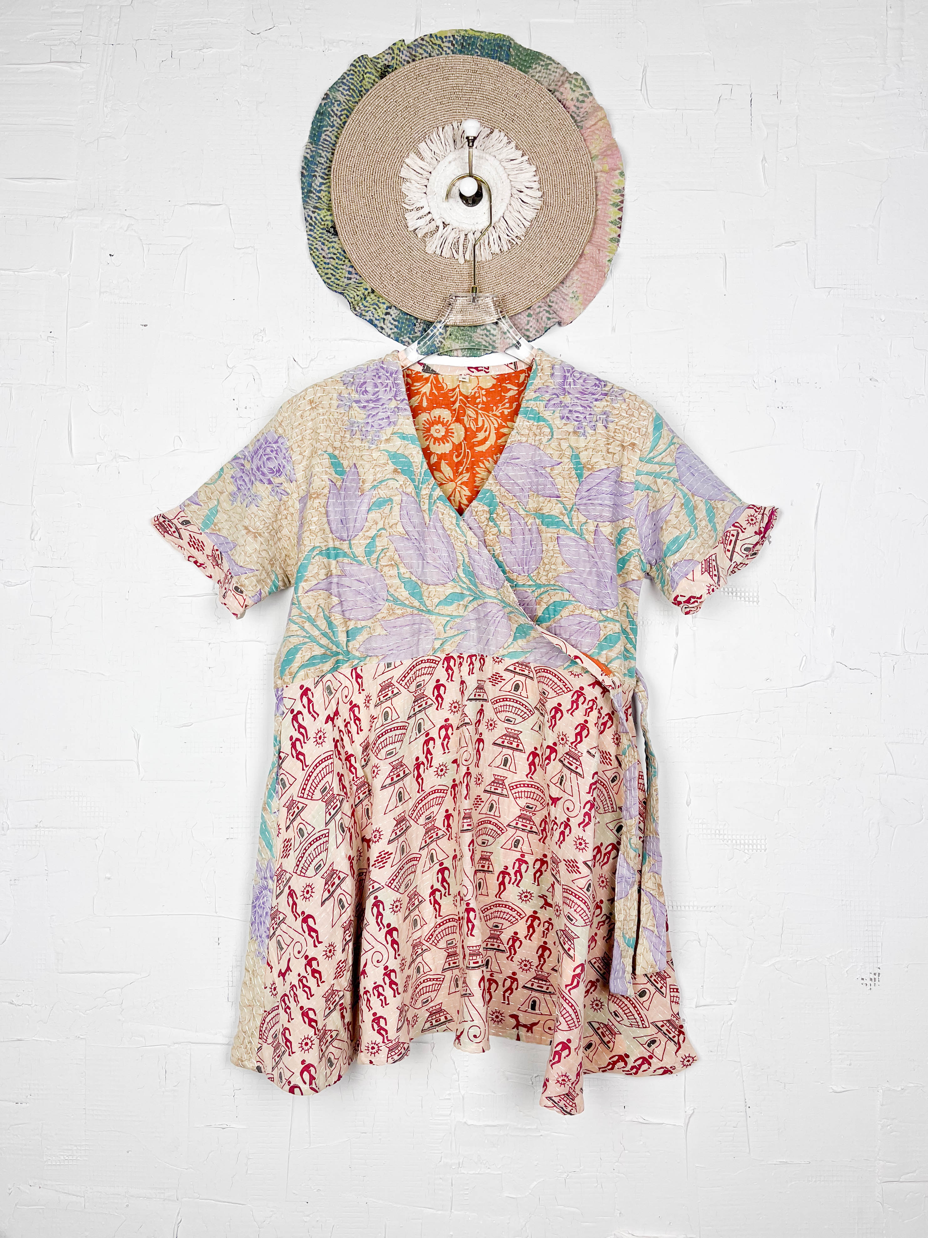 Mid-length Kantha dress - Love Protect Sustain