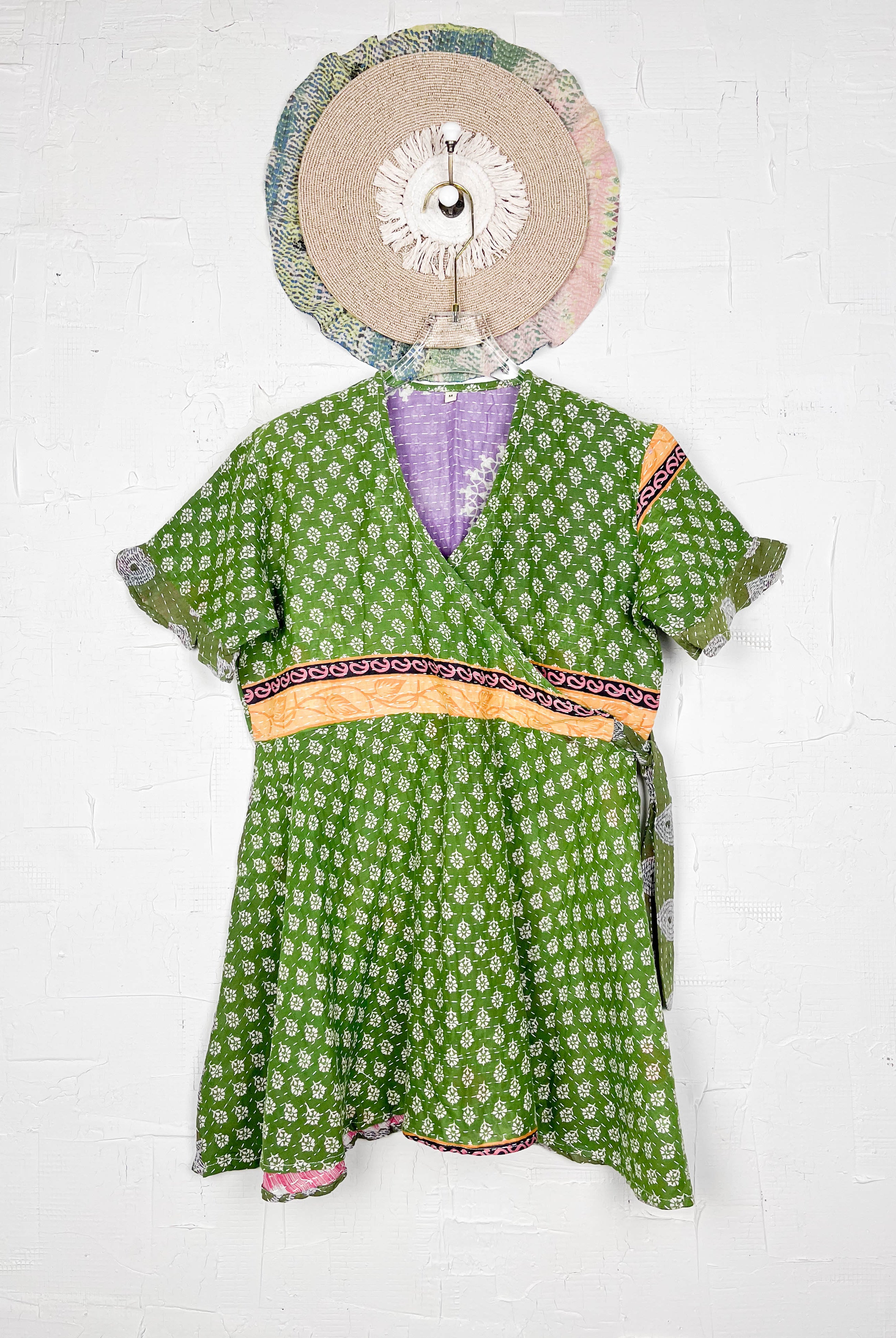 Mid-length Kantha dress - Love Protect Sustain