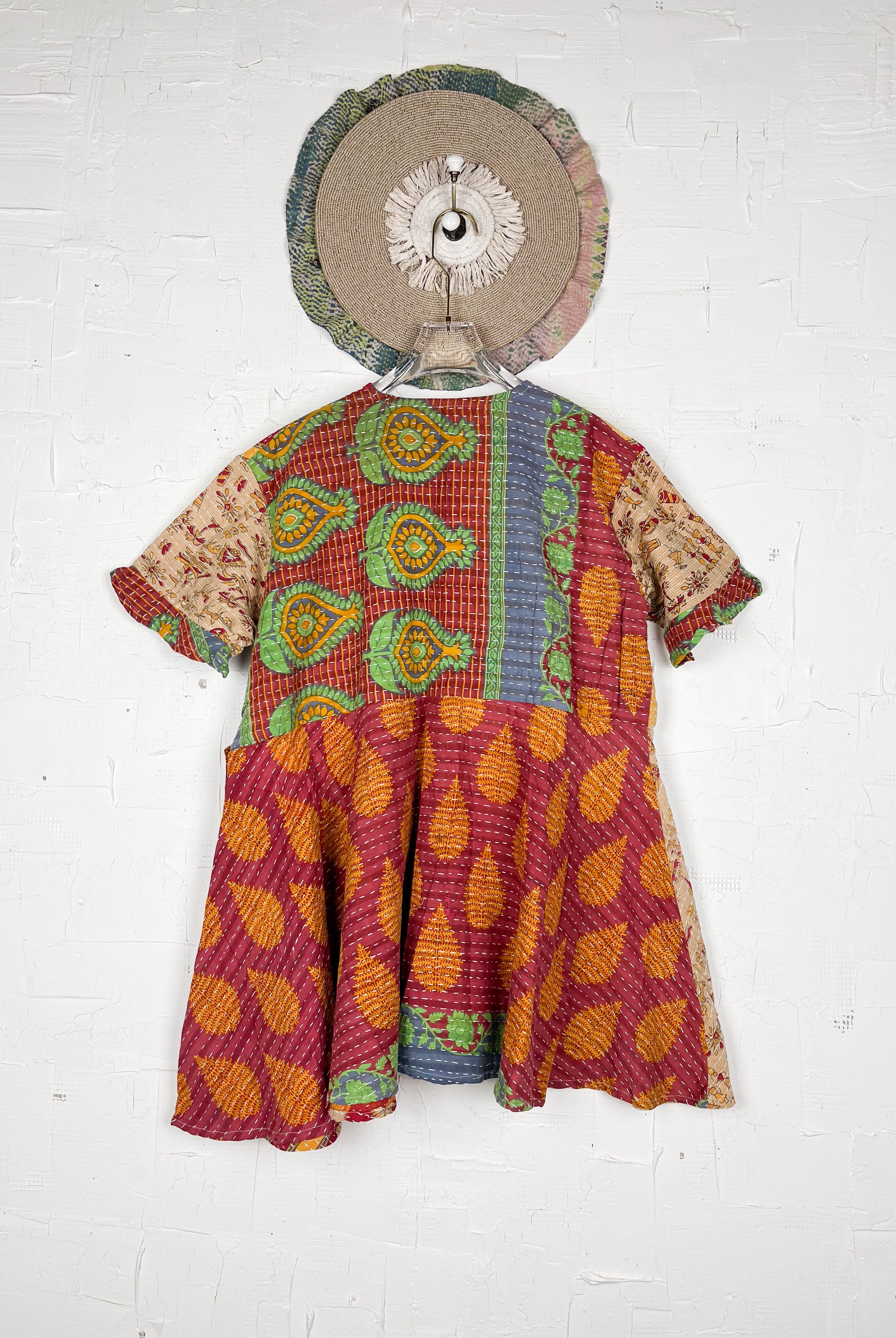 Mid-length Kantha dress - Love Protect Sustain