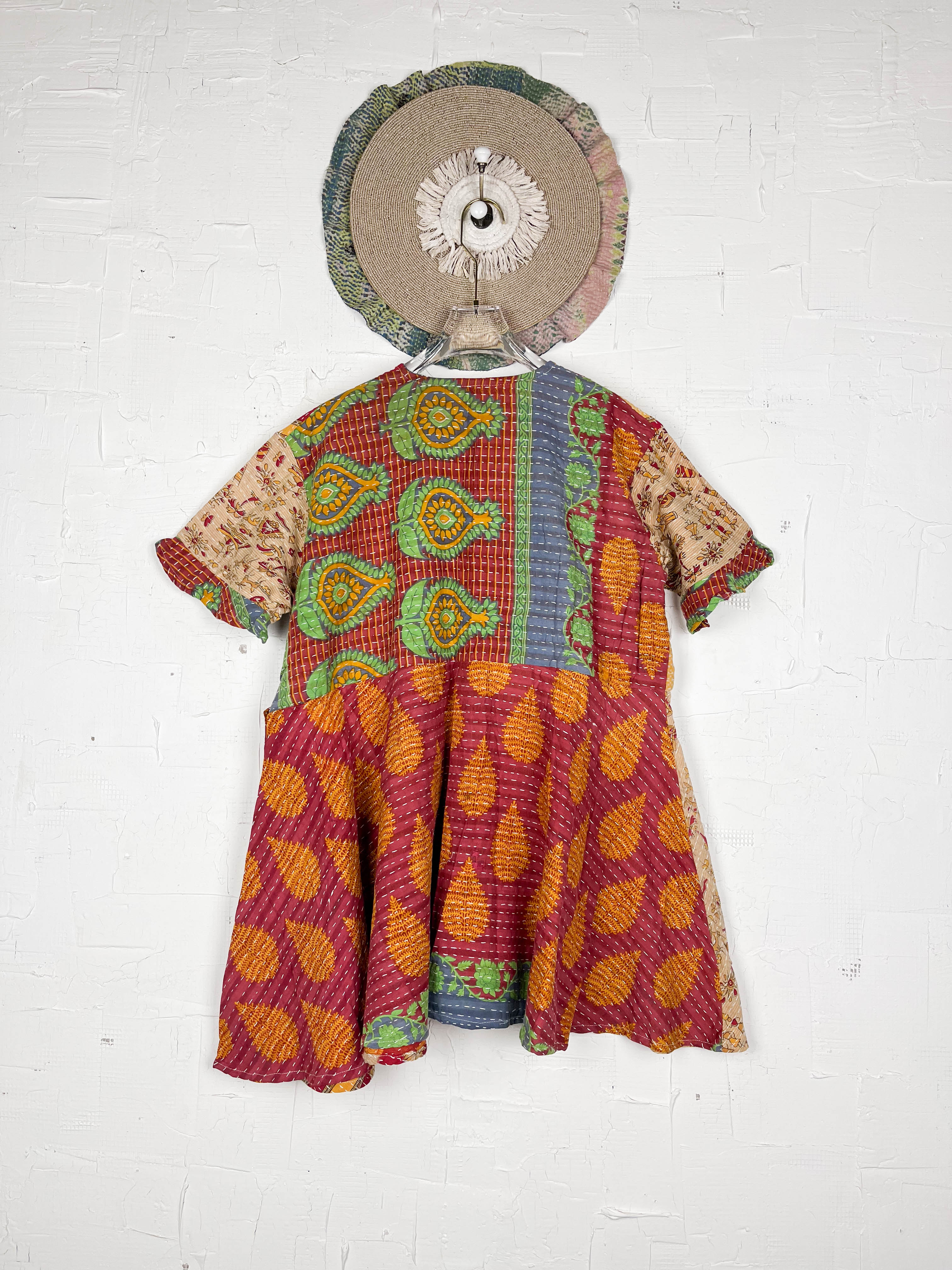 Mid-length Kantha dress - Love Protect Sustain